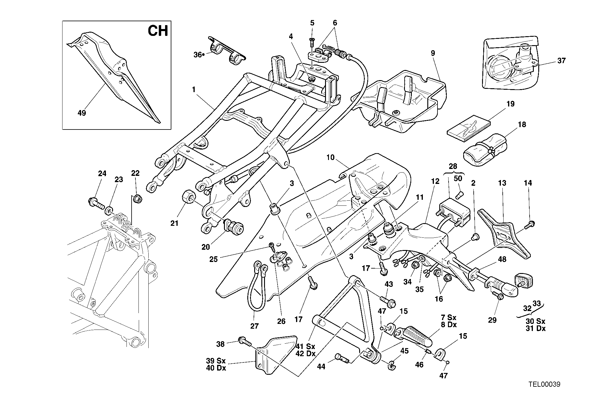 029 CADRE ARRIERE POUR SUPERBIKE 748 2000