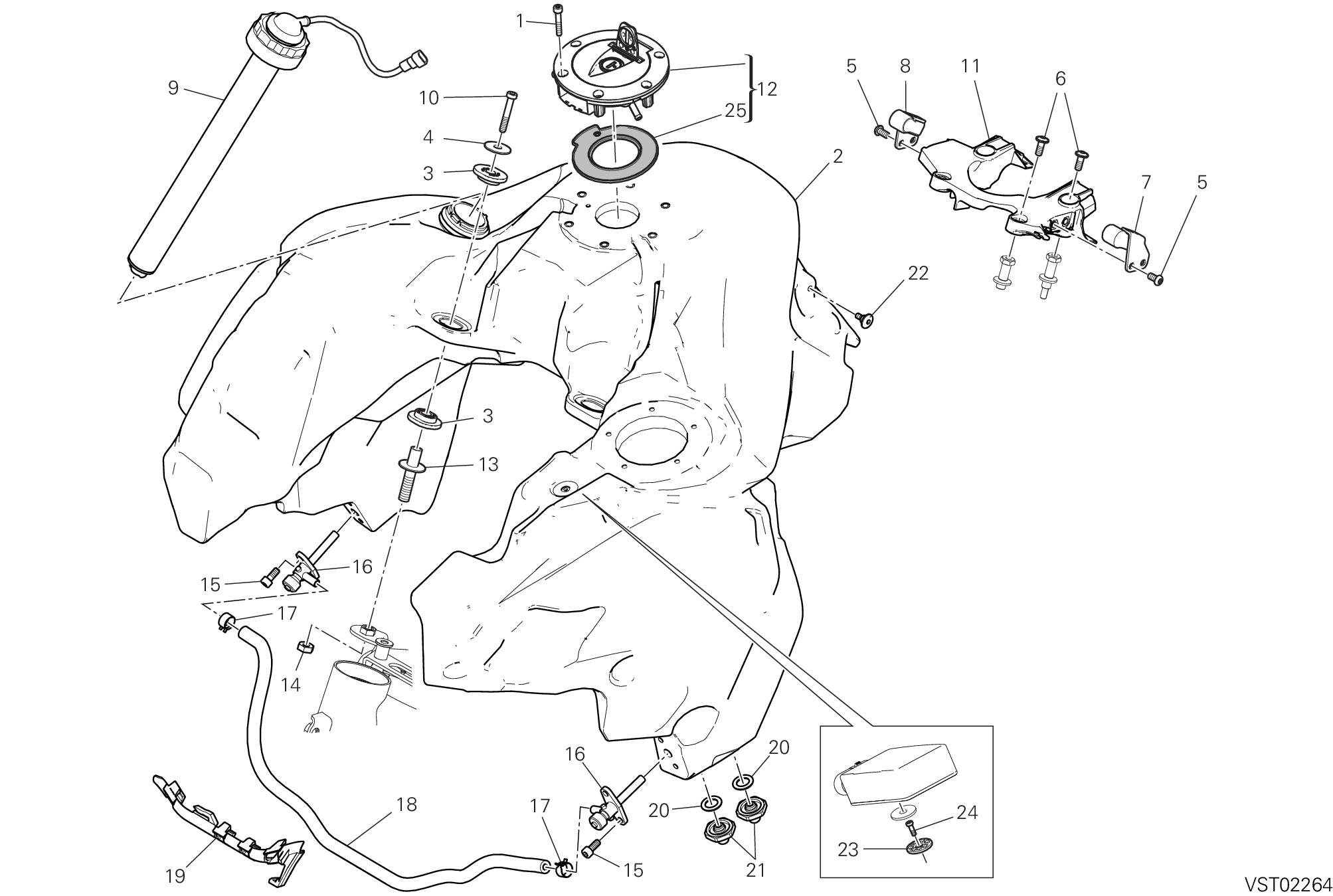032 RESERVOIR CARBURANT POUR MULTISTRADA 1260 ENDURO 2019