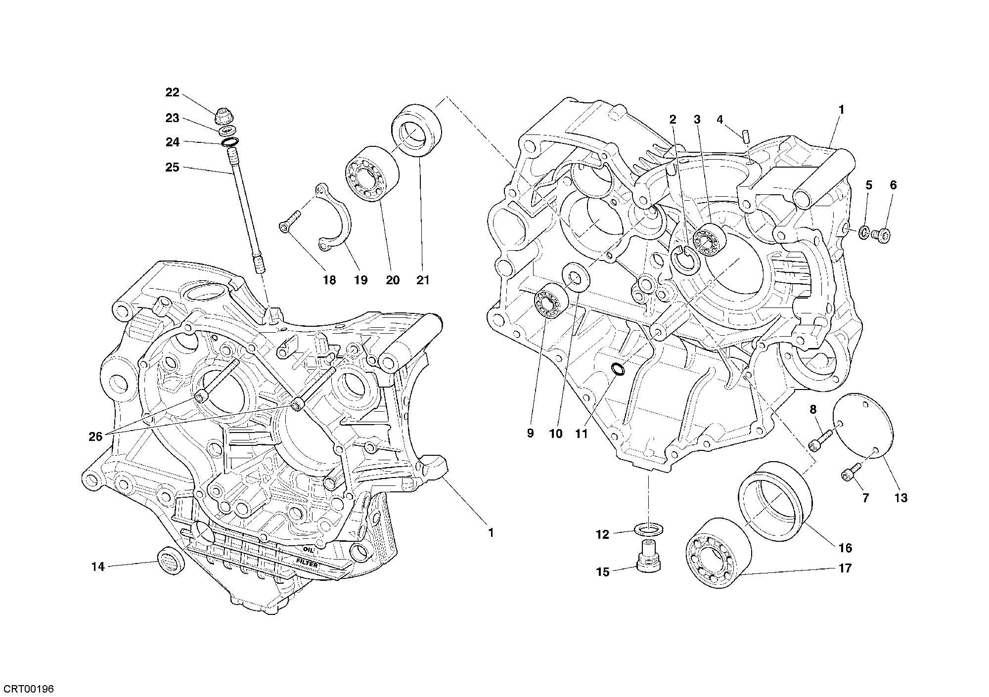010 CARTER MOTEUR POUR SUPERBIKE 999 RS 2005