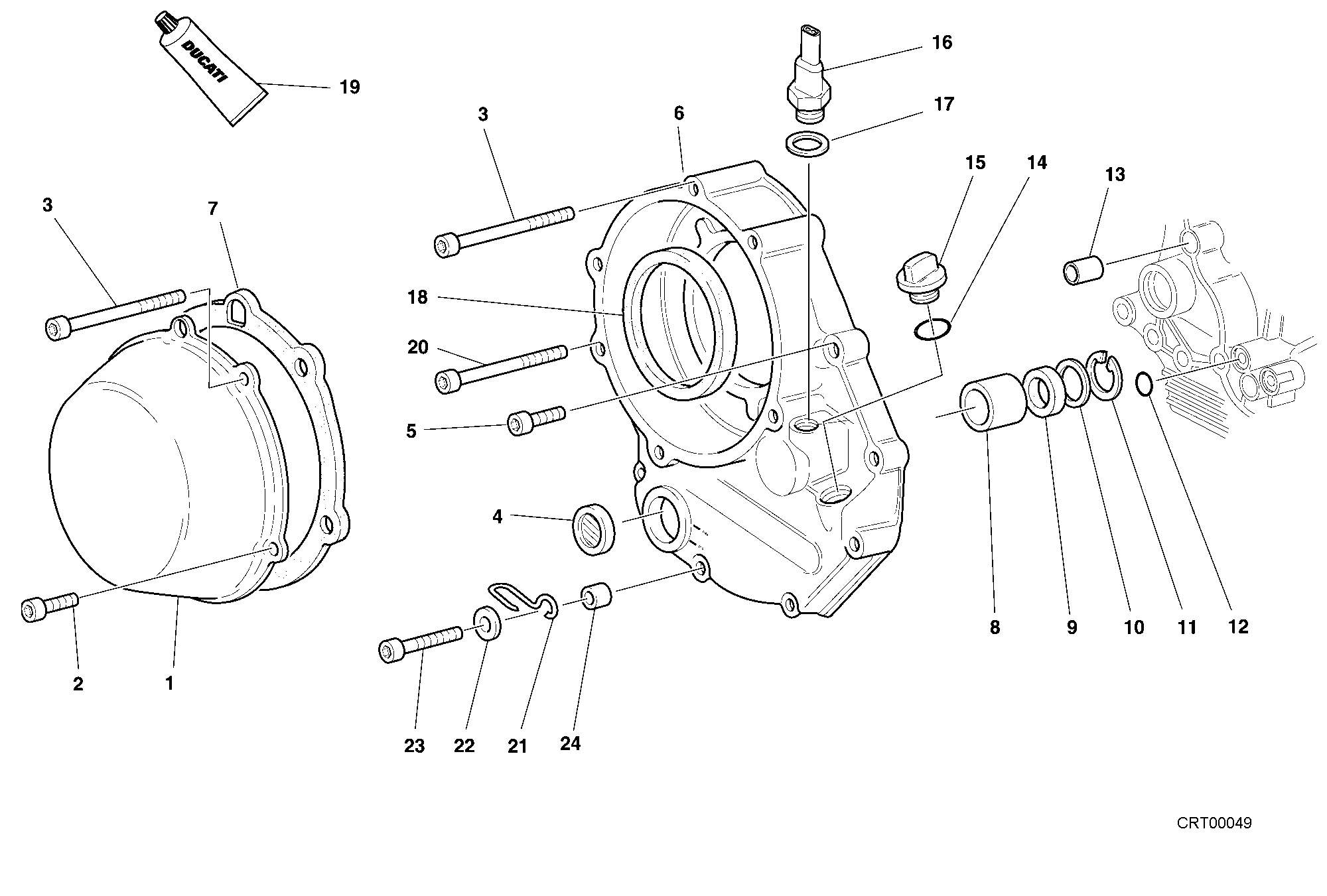 005 COUVERCLE EMBRAYAGE POUR SUPERBIKE 748 S 2001
