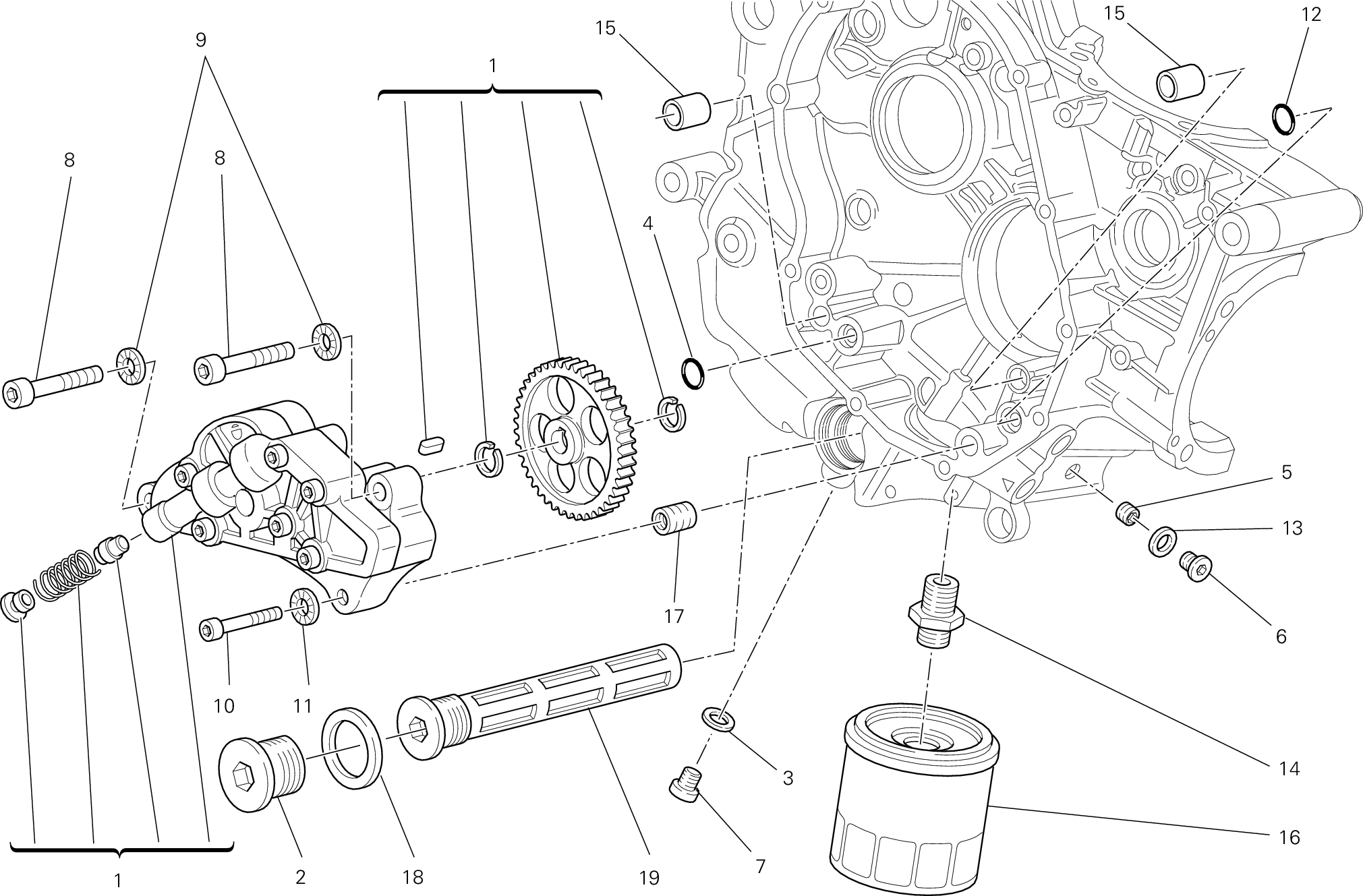 009 POMPE A HUILE FILTRE POUR MONSTER 696 2013