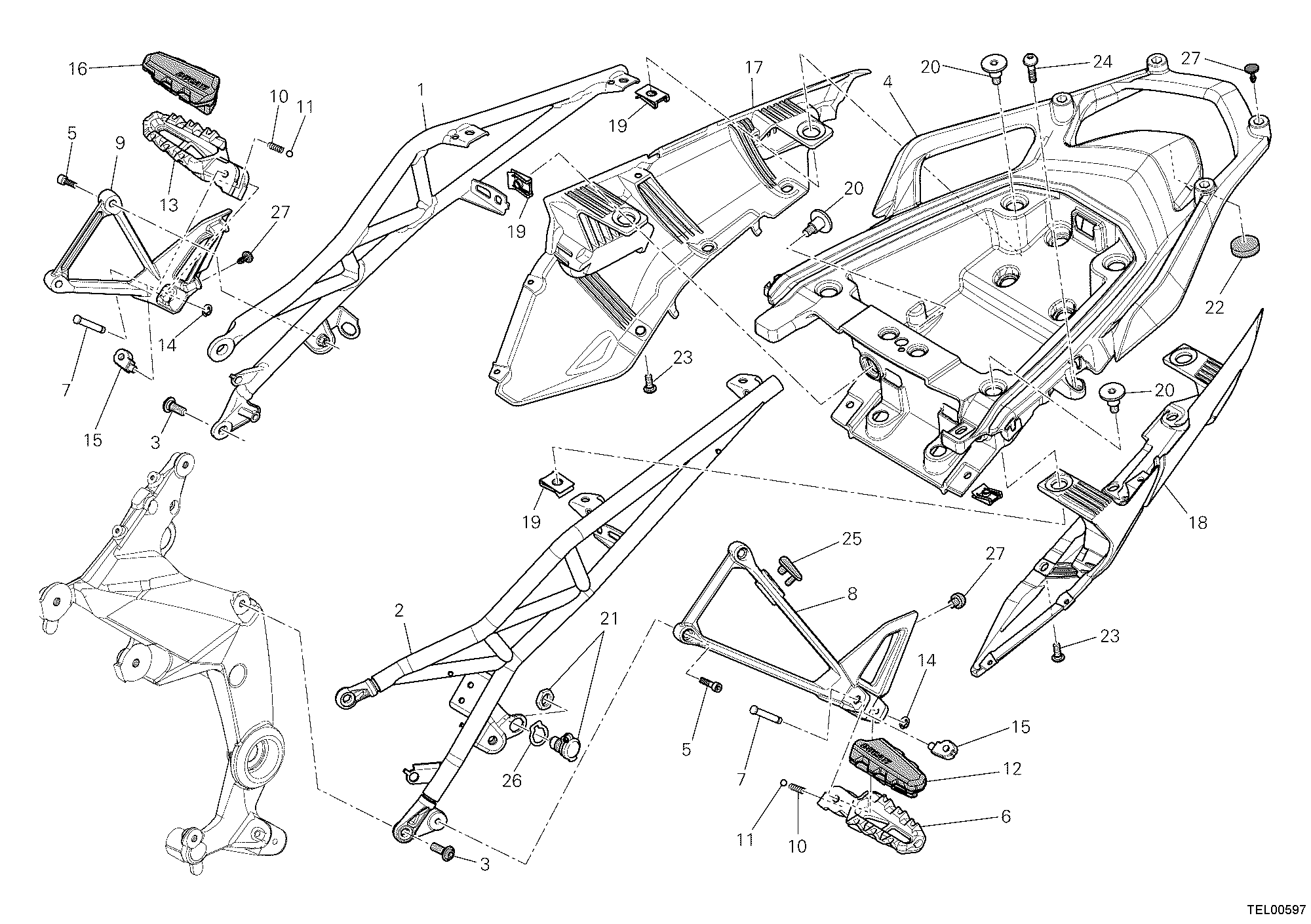 027 BRIDE ARRIERE POUR MULTISTRADA 1200 2011
