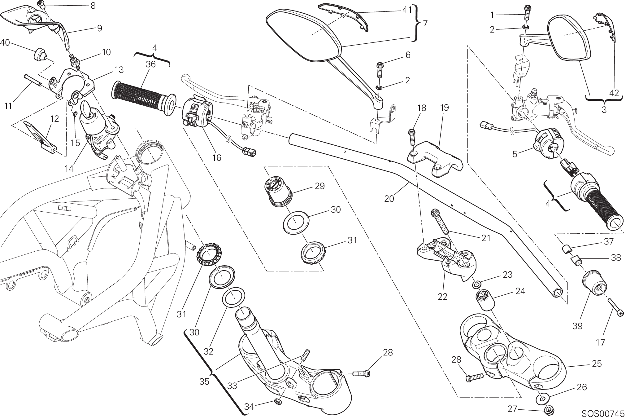 021 GUIDON ET COMMANDES POUR MONSTER 1200 S 2015