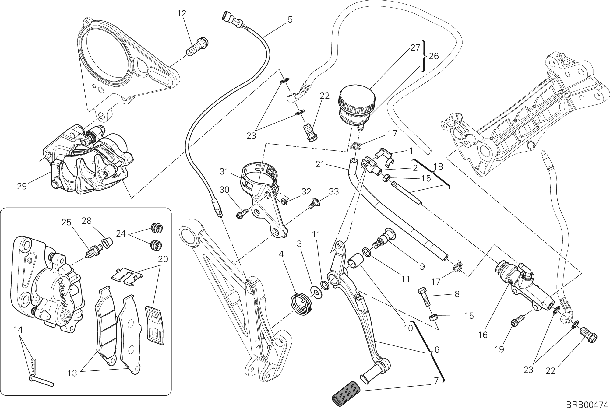 025 SYSTEME DE FREIN ARRIERE POUR DIAVEL STRADA 2014