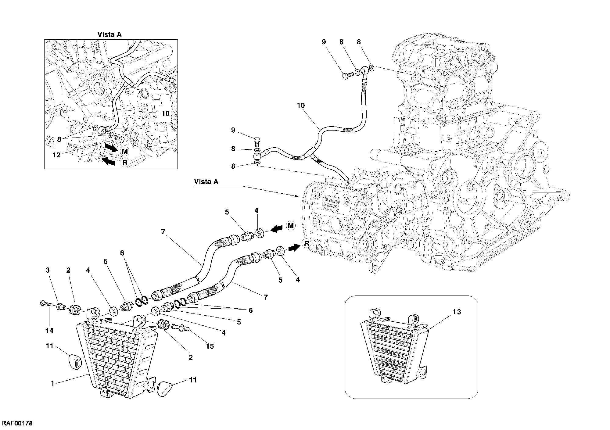016 RADIATEUR A HUILE POUR SUPERBIKE 749 DARK 2005