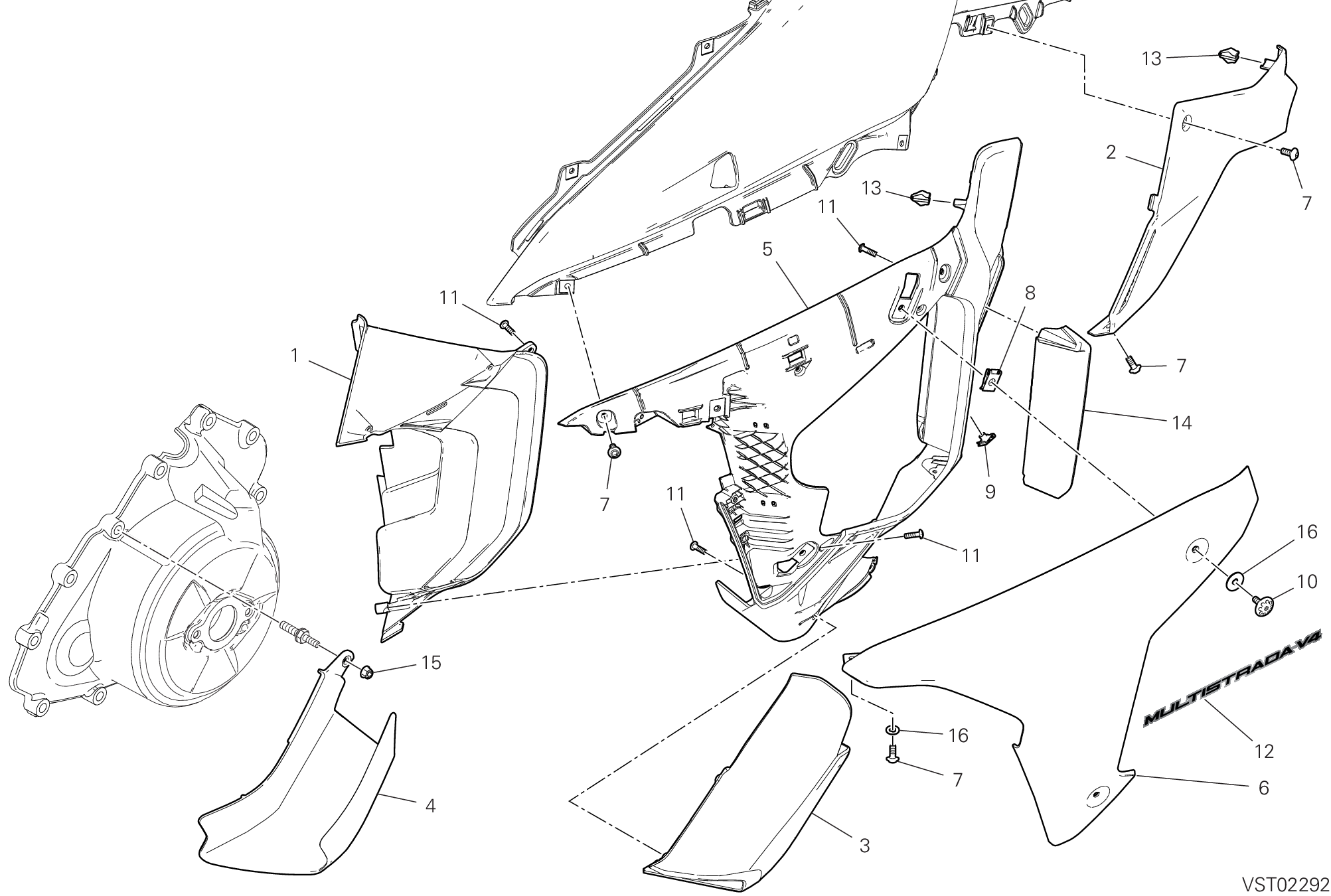 37F PANNEAU LATERAL GAUCHE POUR MULTISTRADA V4 2022