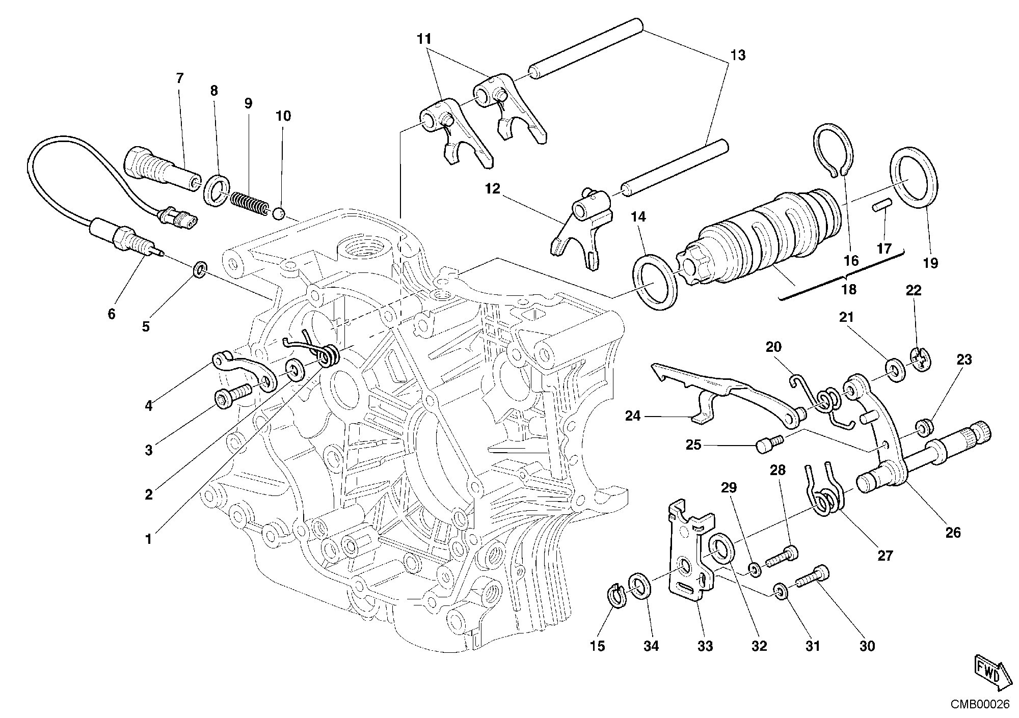 002 ARBRE SELECTEUR DE VITESSES POUR SPORT TOURING ST2 2002