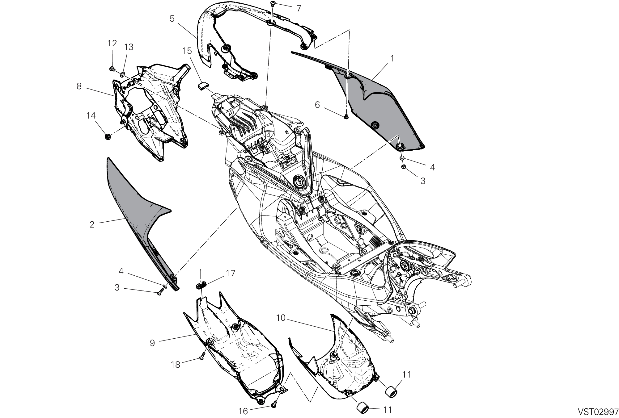 36D QUEUE DE CARENAGE POUR SUPERBIKE PANIGALE V2 NEW 2025
