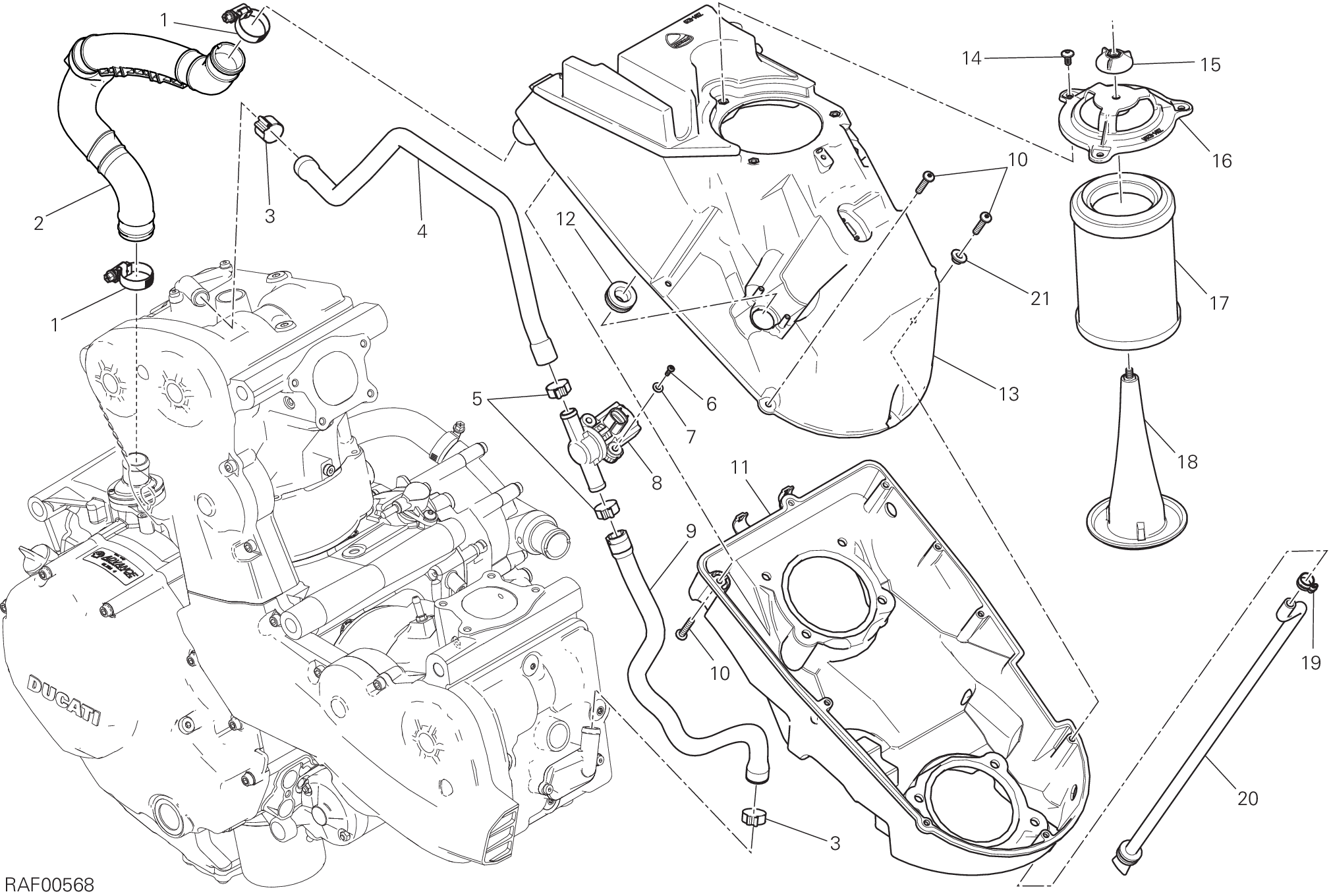 029 ASPIRAZIONE ARIA SFIATO OLIO POUR MONSTER 1200 R 2019