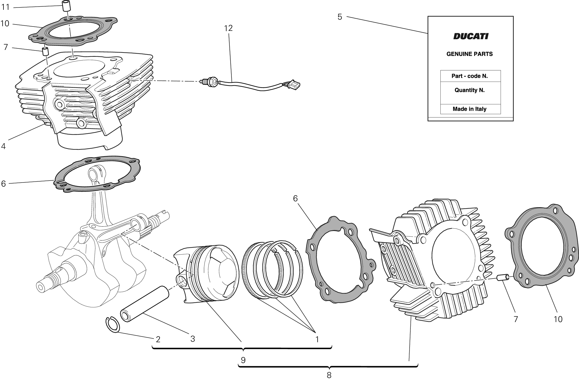 007 CYLINDRE PISTON POUR MONSTER 696 2013