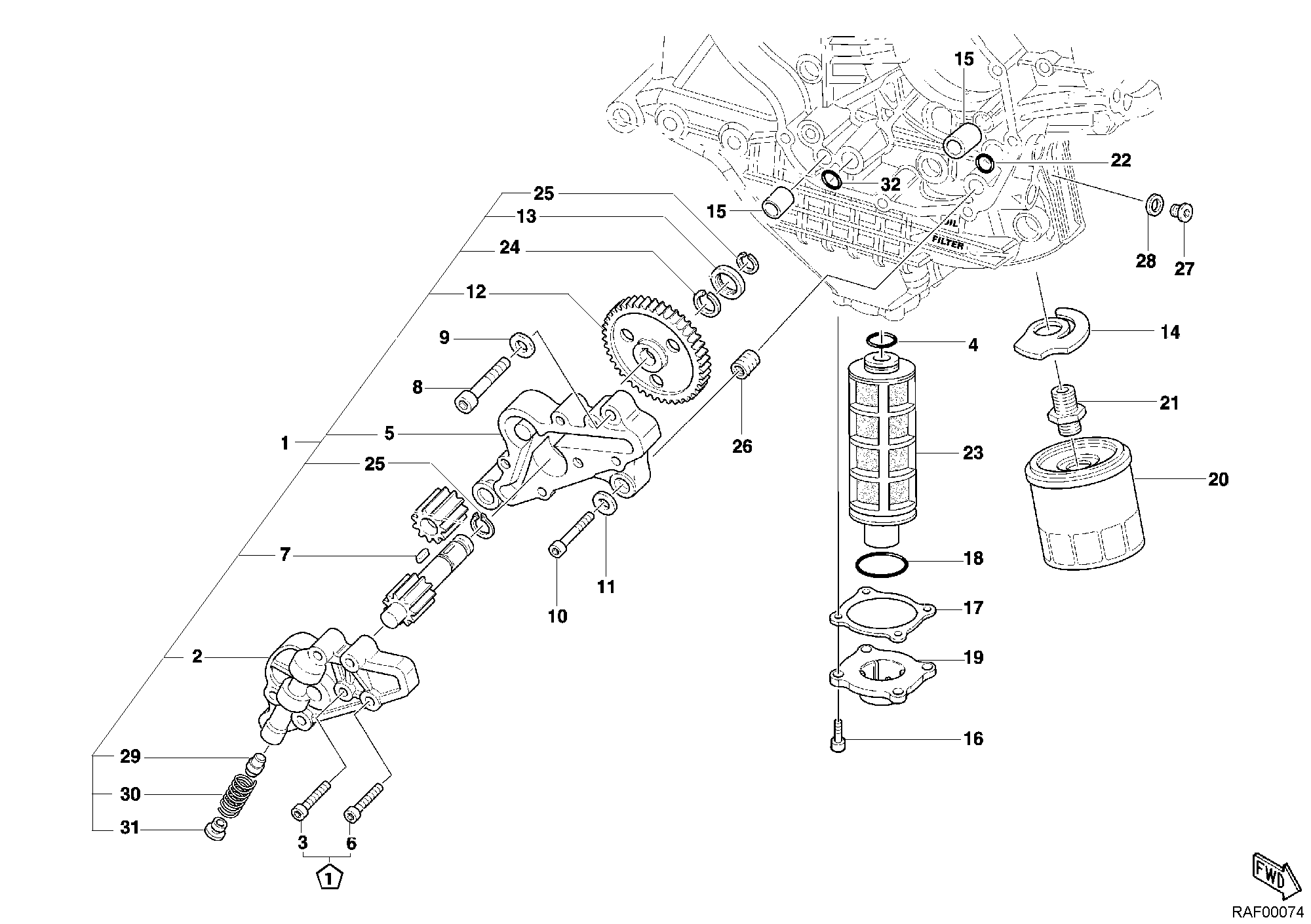 009 POMPE A HUILE FILTRE POUR SUPERBIKE 999 S 2003