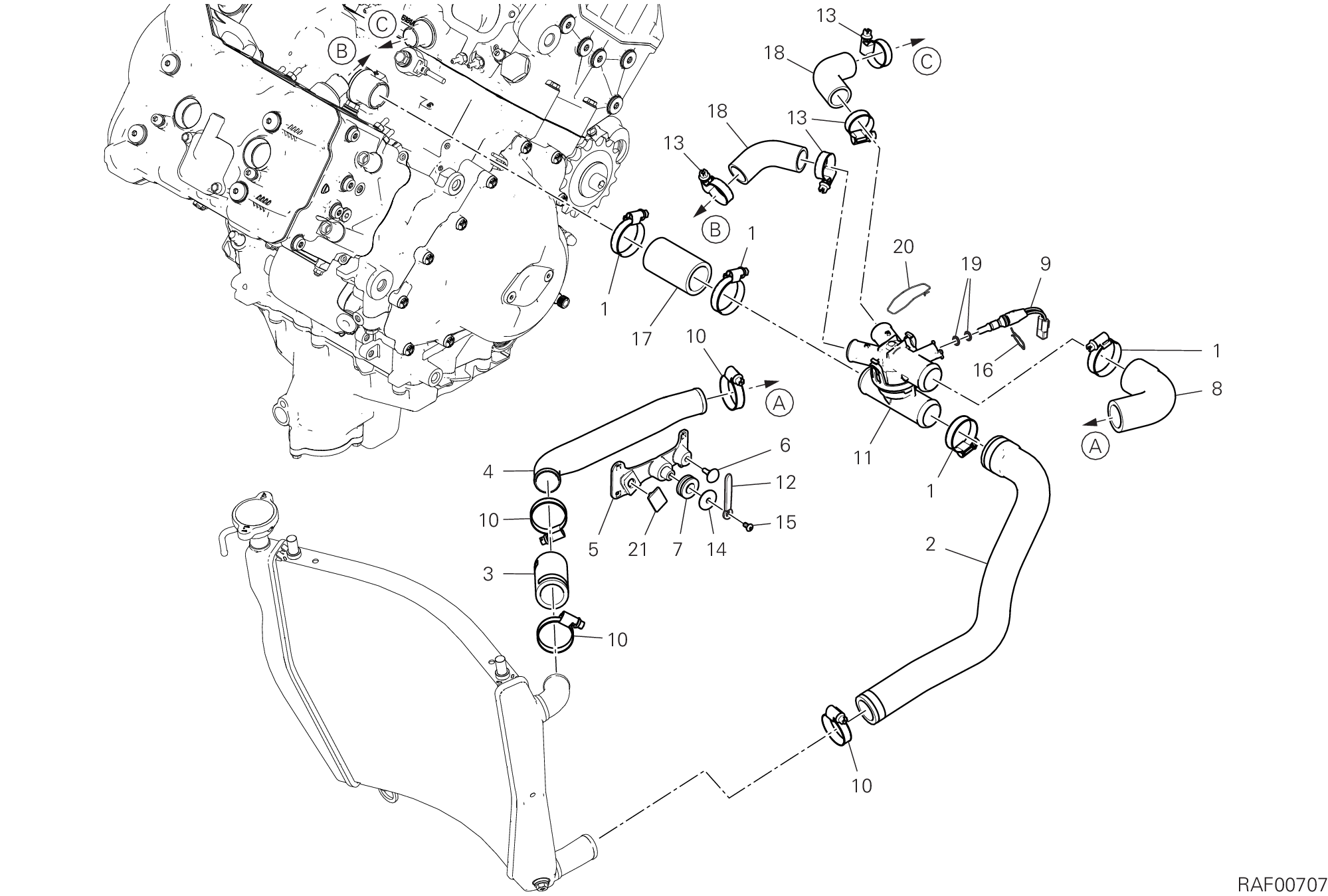 25C CIRCUIT DE REFROIDISSEMENT POUR SUPERBIKE SUPERLEGGERA V4 2020