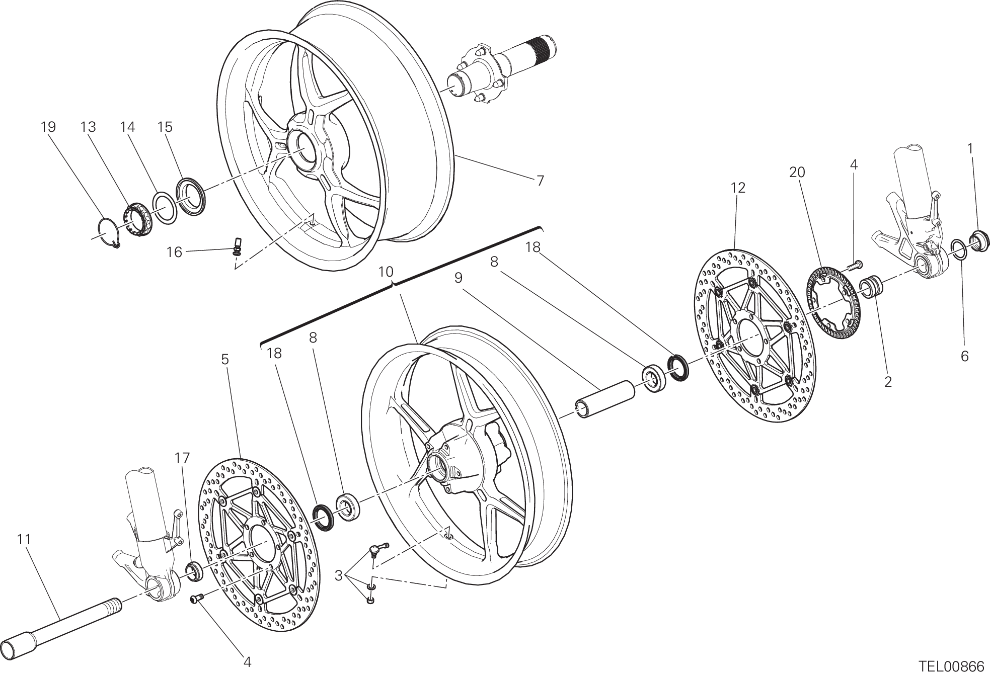 026 RUOTA ANTERIORE E POSTERIORE POUR SUPERBIKE 1299 ABS 2017