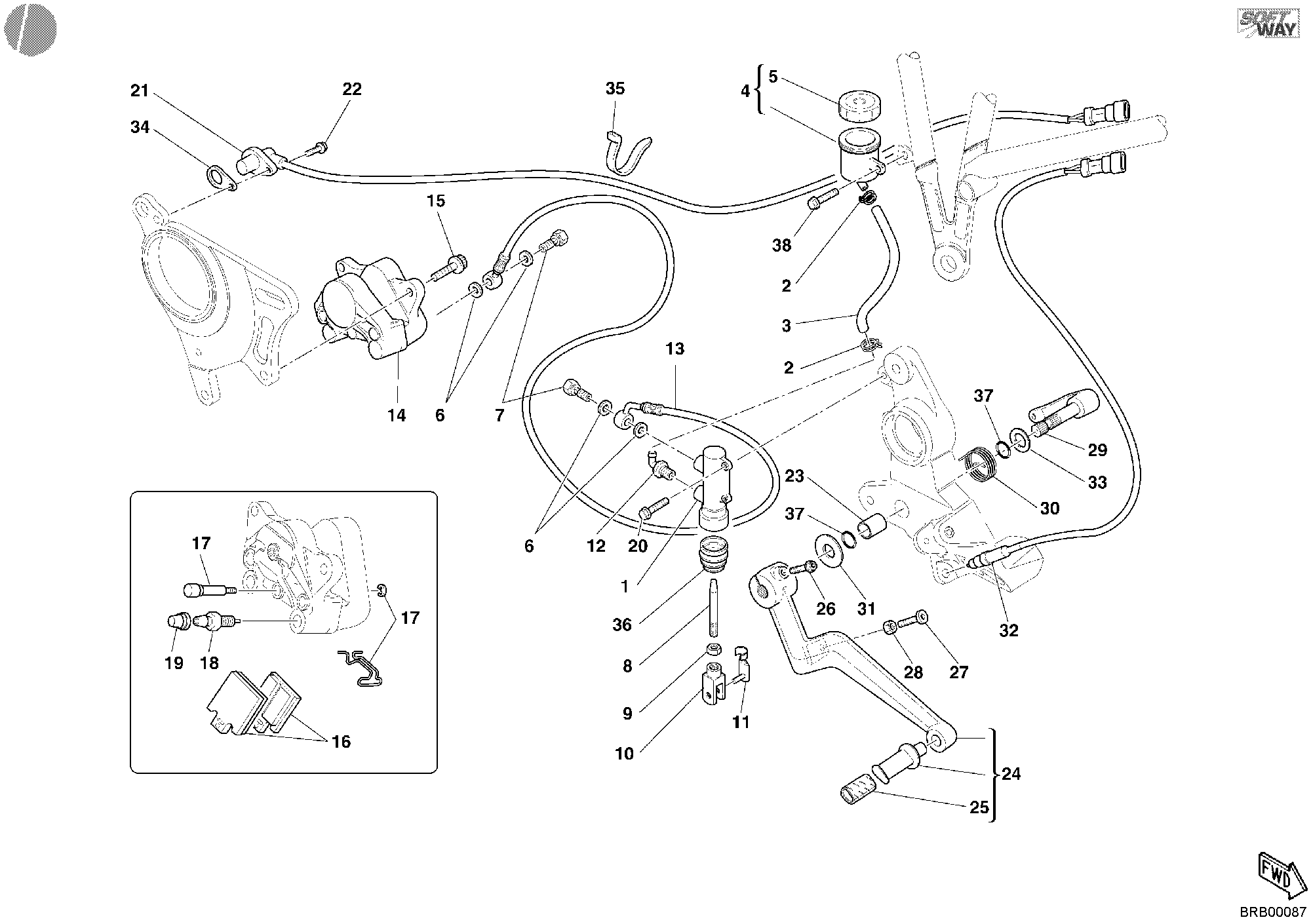 029 SYSTEME DE FREIN ARRIERE POUR MULTISTRADA 1000 2004