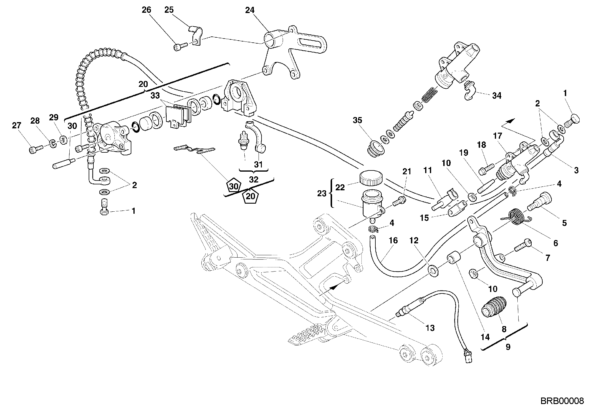 030 SYSTEME DE FREIN ARRIERE POUR MONSTER 600 2000