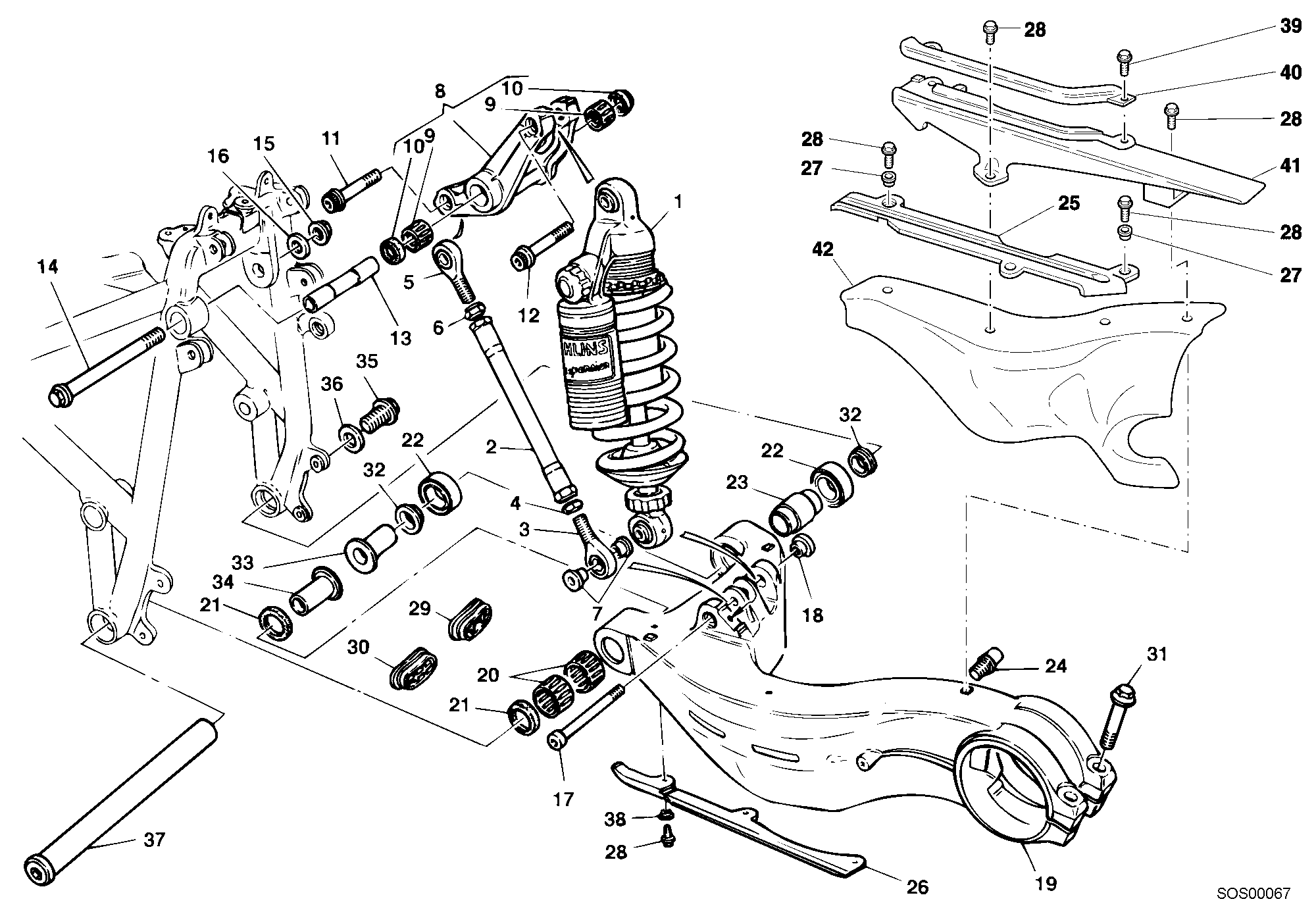 030 AMORTISSEUR ARRIERE POUR SUPERBIKE 748 RS 2001