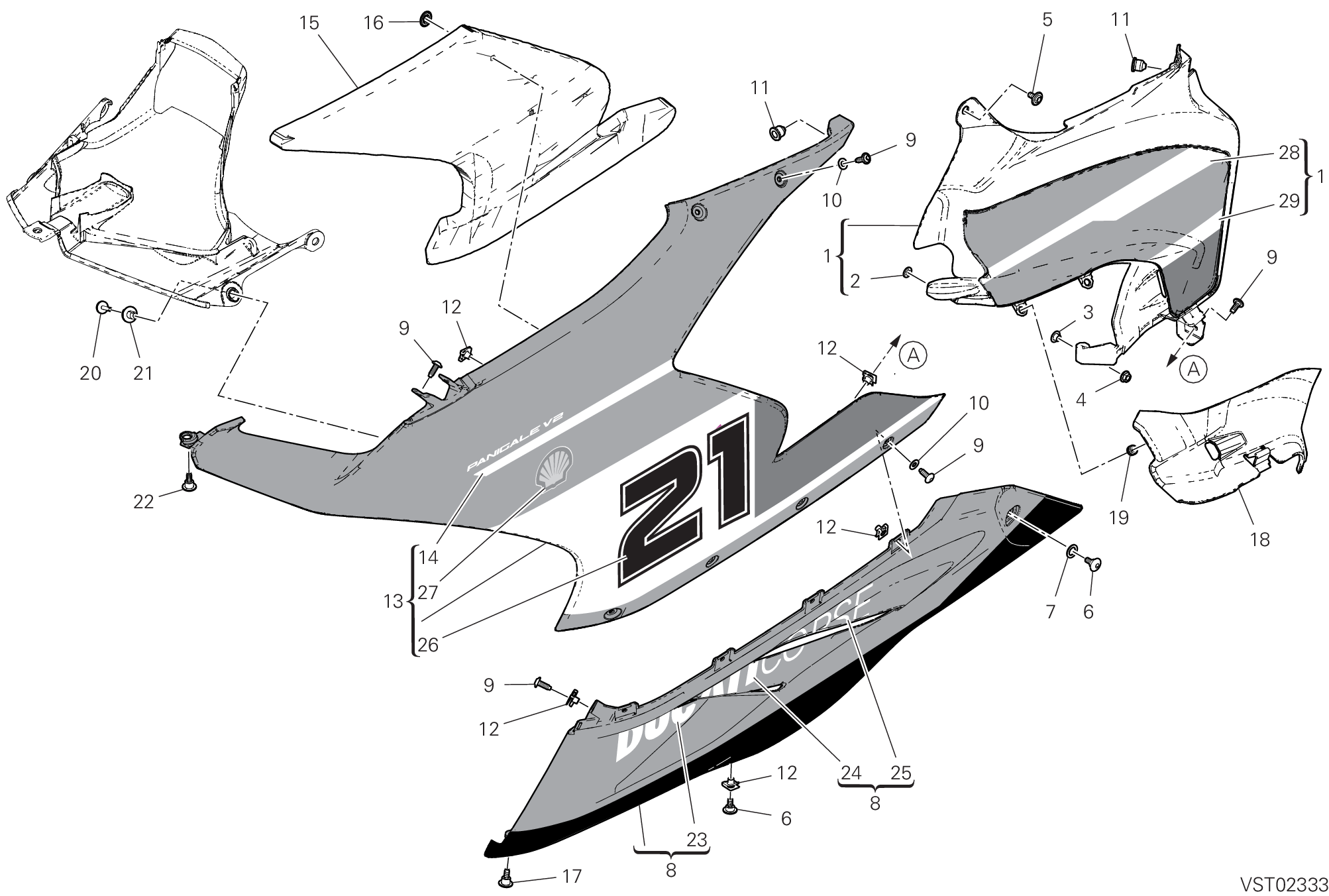 36C CARENE GAUCHE POUR SUPERBIKE PANIGALE V2 TROY BAYLISS 2024