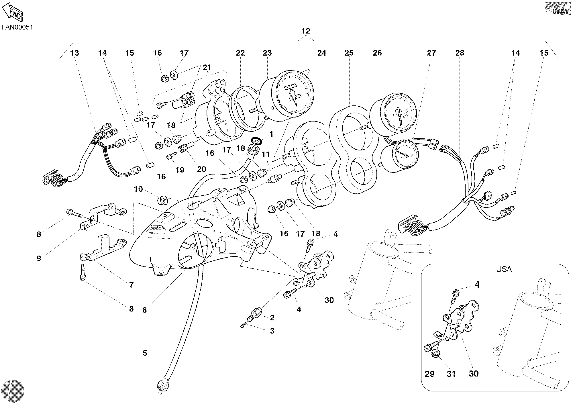 020 COMPTEURS POUR SUPERBIKE 998 2003