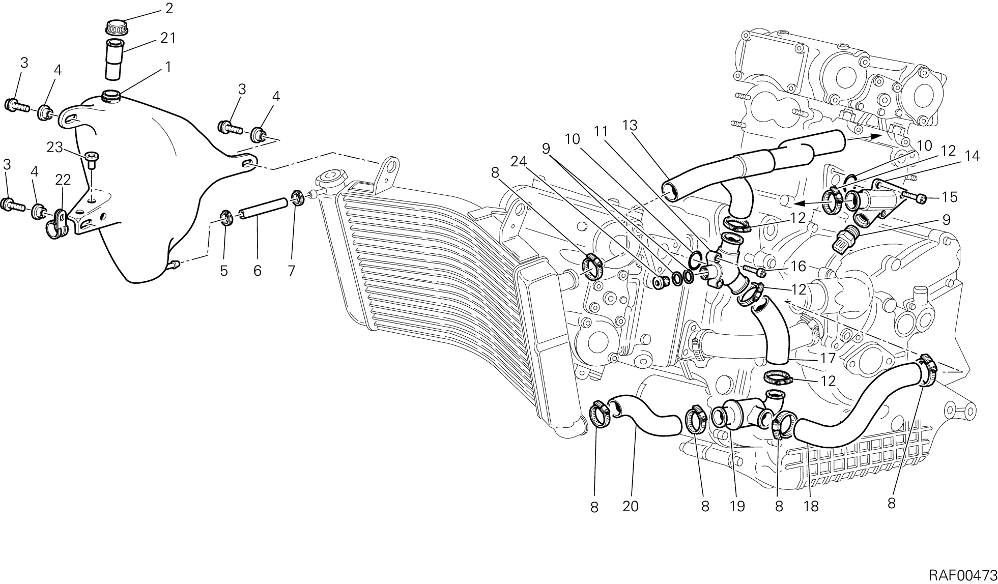 030 CIRCUIT DE REFROIDISSEMENT POUR SPORT TOURING ST4 S 2004