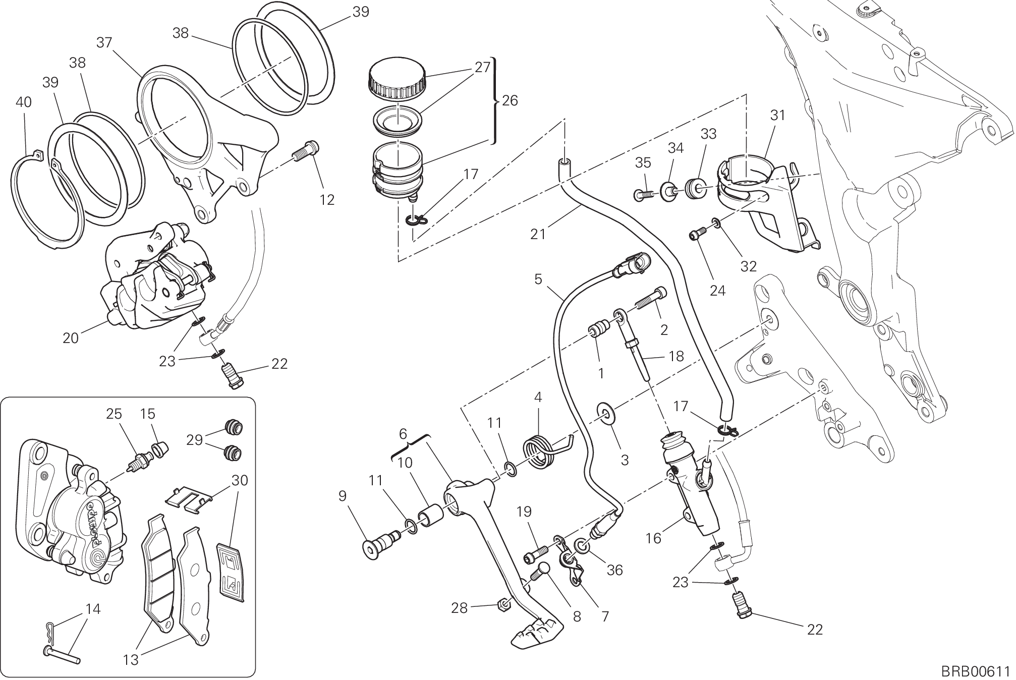 025 SYSTEME DE FREIN ARRIERE POUR MULTISTRADA 1260 ABS 2018