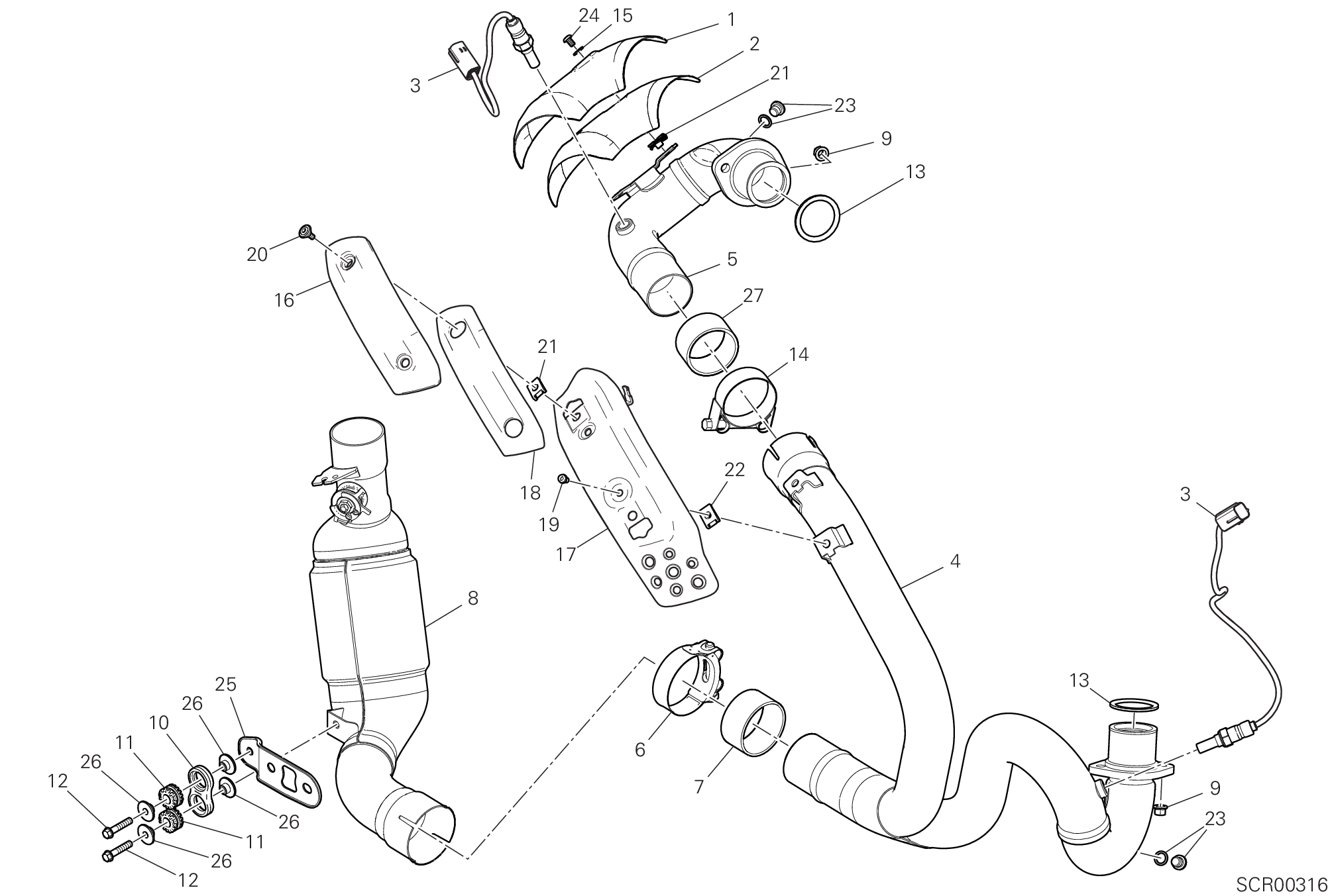 31A TUYAU ECHAPPEMENT POUR SCRAMBLER 1100 SPORT PRO 2020