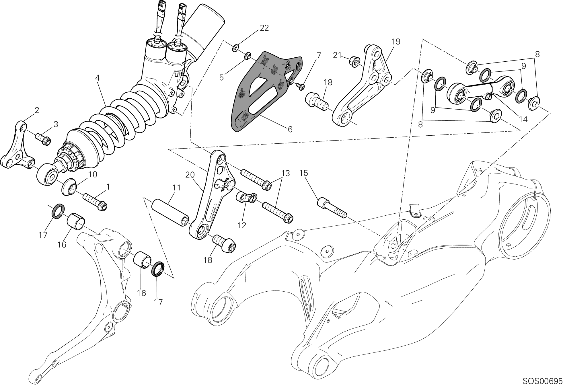 028 SOSPENSIONE POSTERIORE POUR SUPERBIKE 1199 PANIGALE R 2013