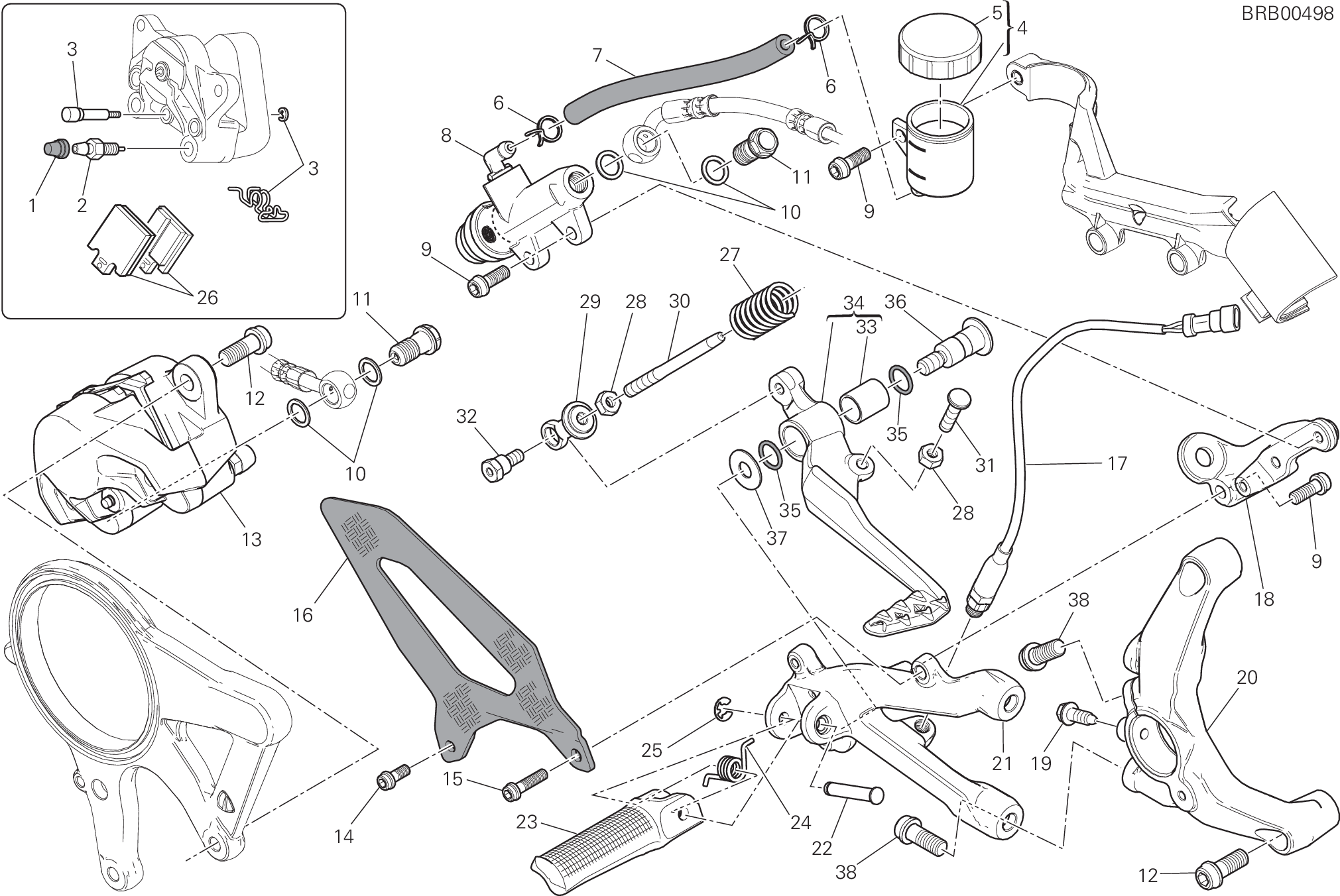 025 SYSTEME DE FREIN ARRIERE POUR SUPERBIKE PANIGALE R 2016