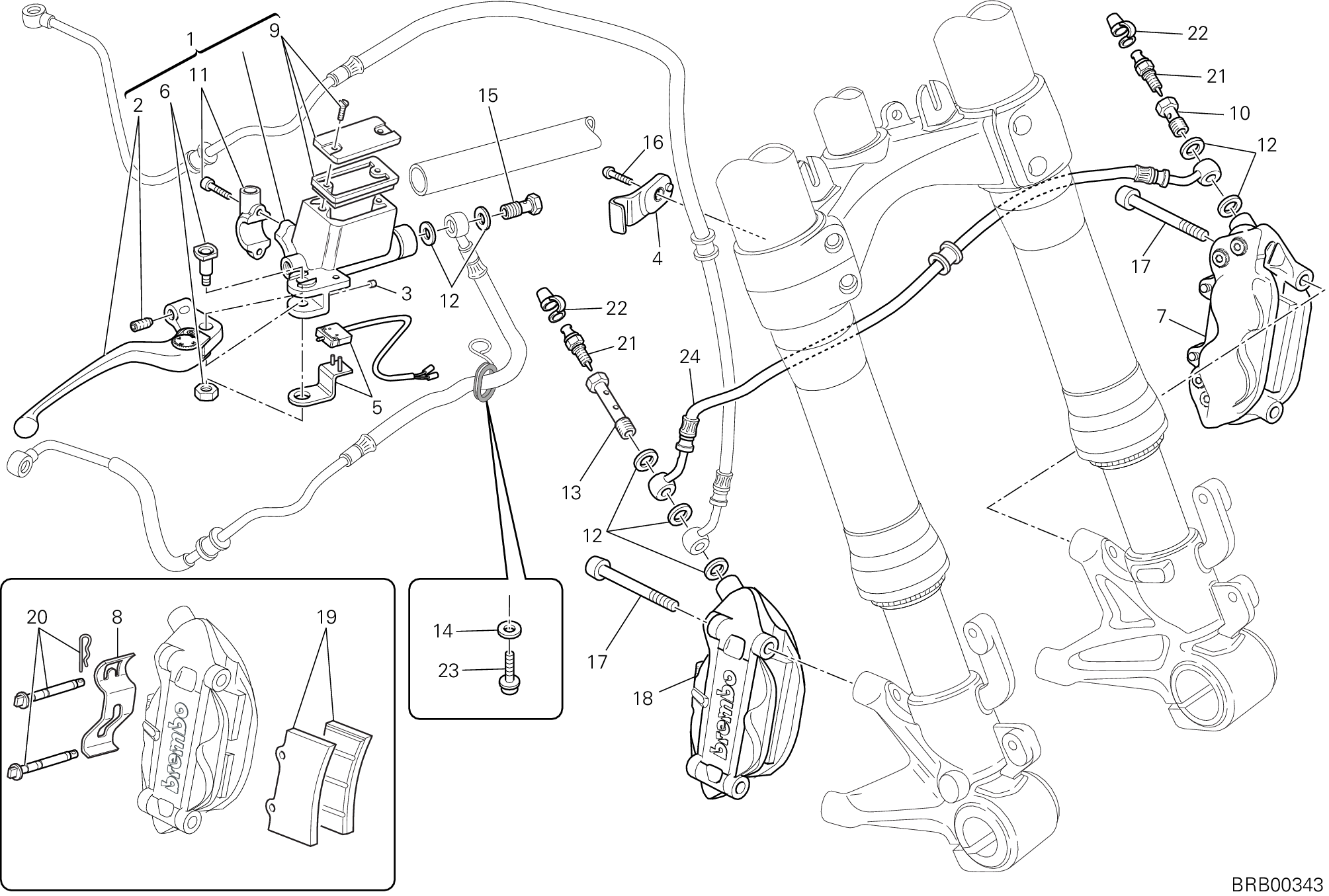 028 SYSTEME DE FREIN AVANT POUR MONSTER 696 ABS 2010