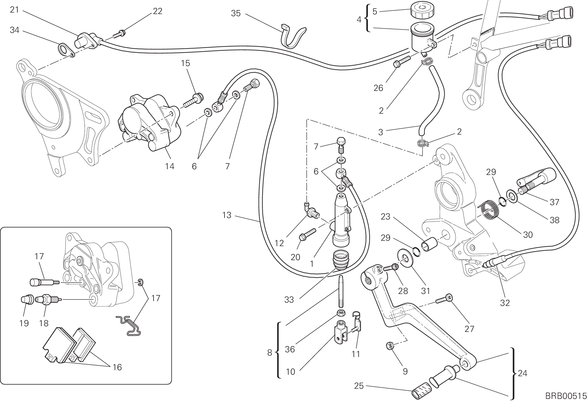029 SYSTEME DE FREIN ARRIERE POUR HYPERMOTARD 1100 EVO SP 2010