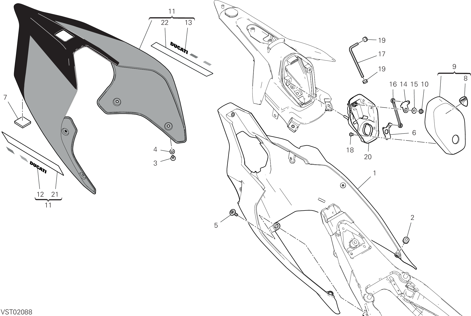 37D QUEUE DE CARENAGE POUR SUPERBIKE SUPERLEGGERA V4 2020