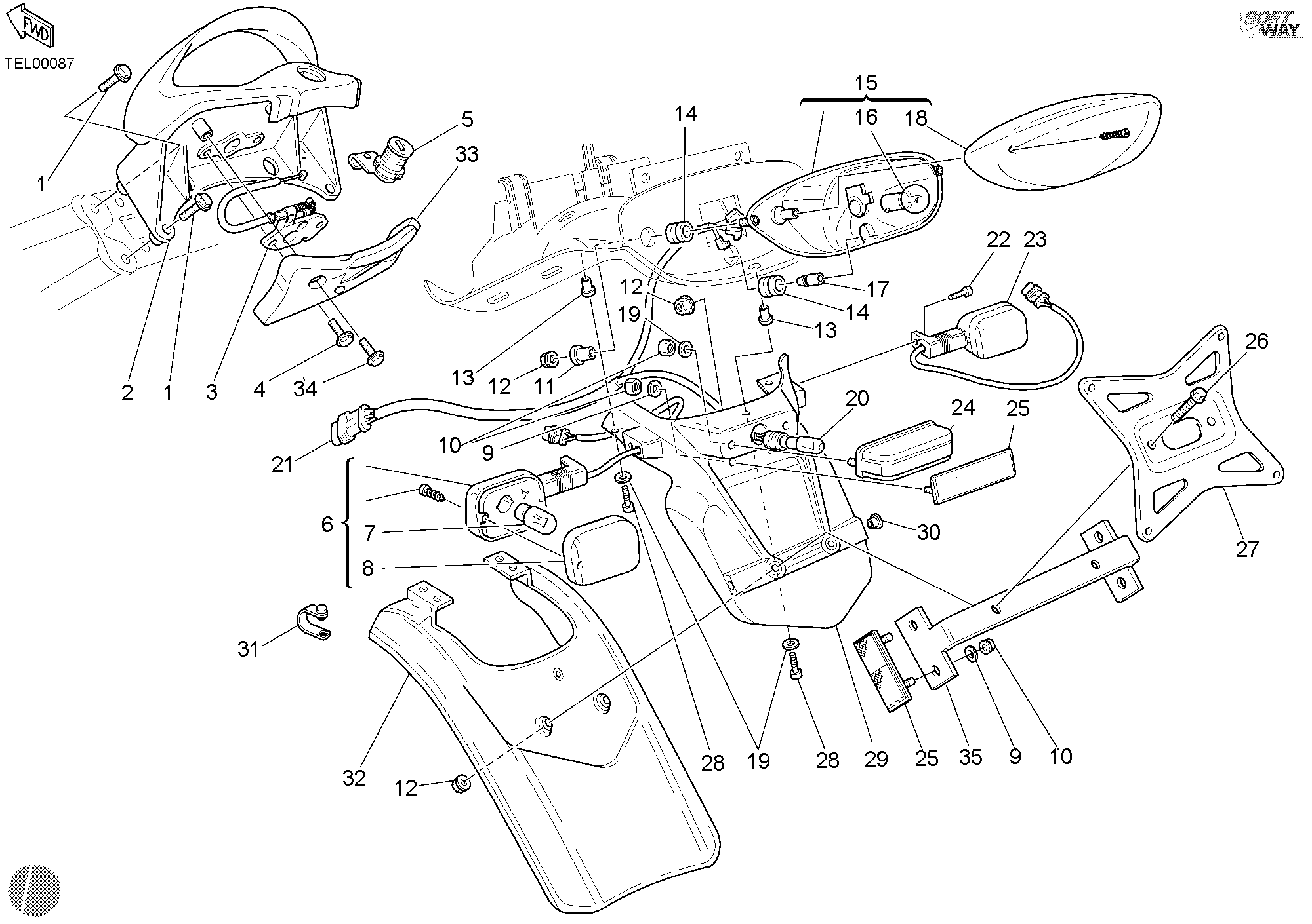 039 FEU ARRIERE POUR SPORT TOURING ST4 2002