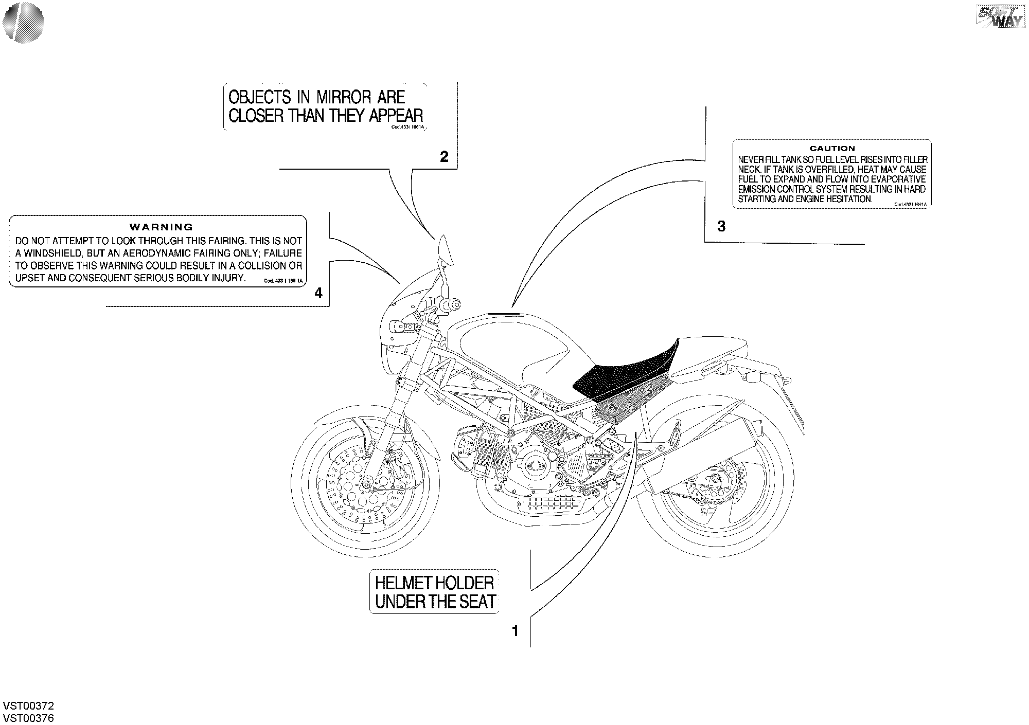 039 ETIQUETTES AVERTISSEMENT USA POUR MONSTER 620 2004