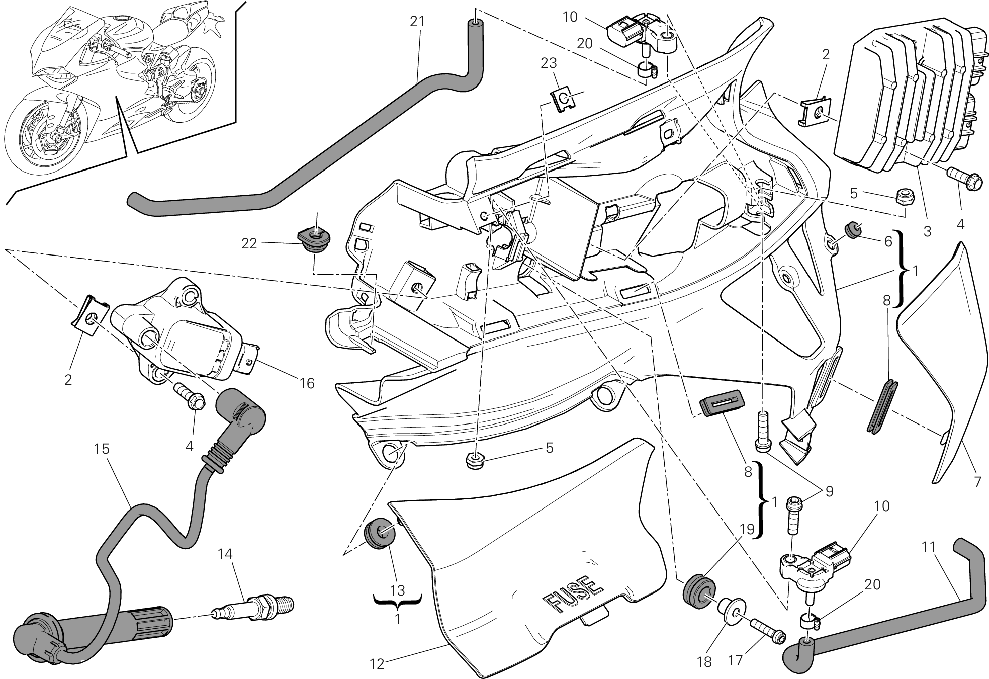 018 IMPIANTO ELETTRICO SINISTRO POUR SUPERBIKE 1199 PANIGALE ABS 2014