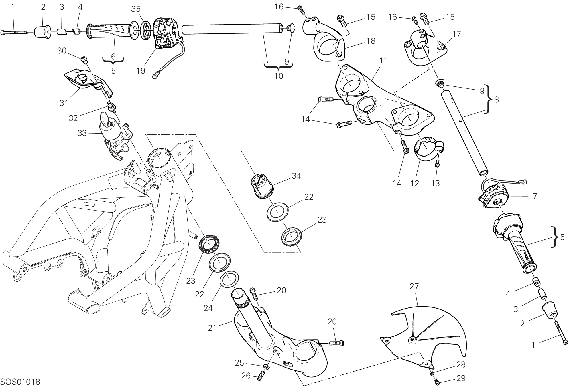 021 GUIDON ET COMMANDES POUR SUPERSPORT S 2019