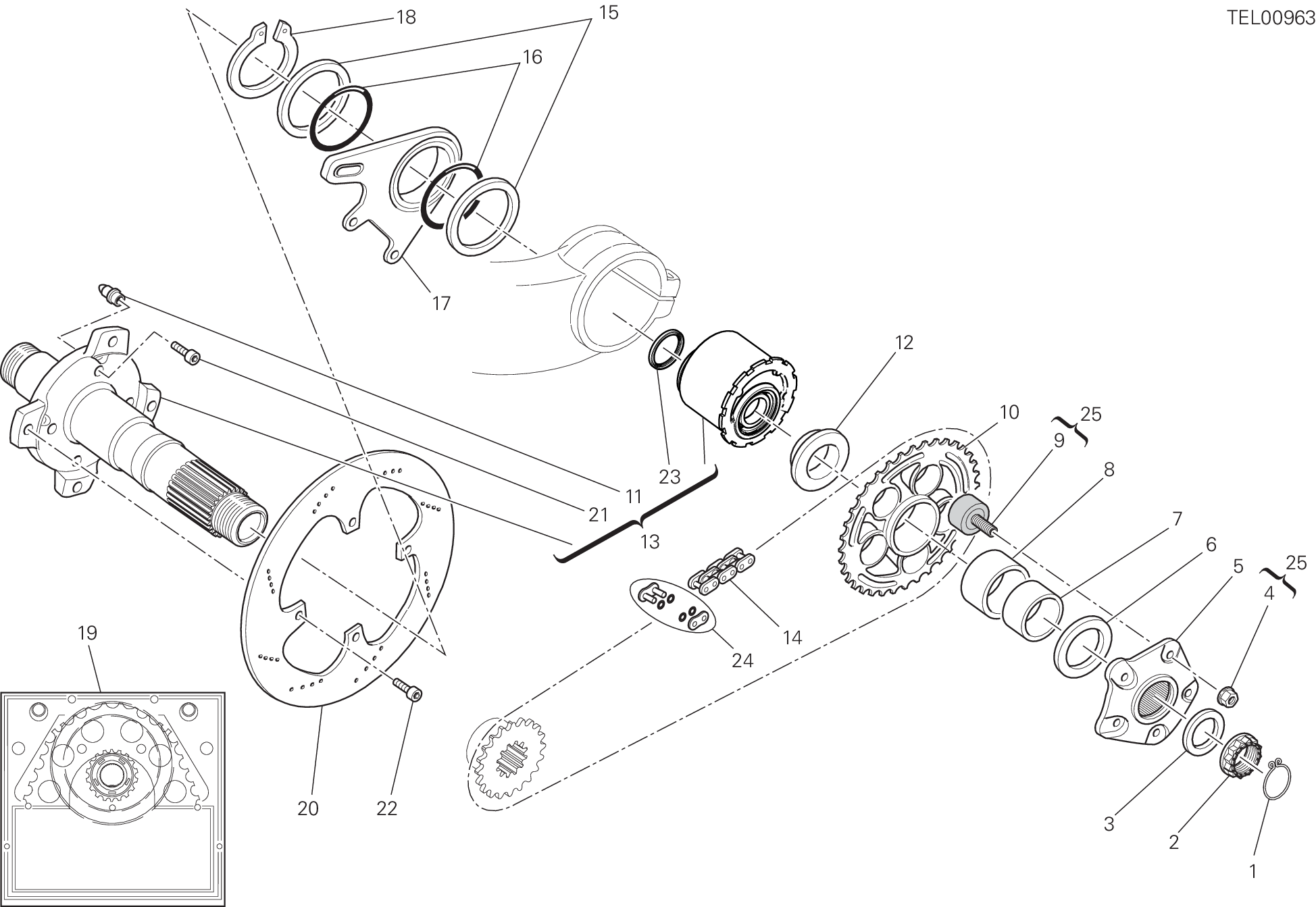 028 MOYEU ROUE ARRIERE POUR SUPERBIKE 998 2002