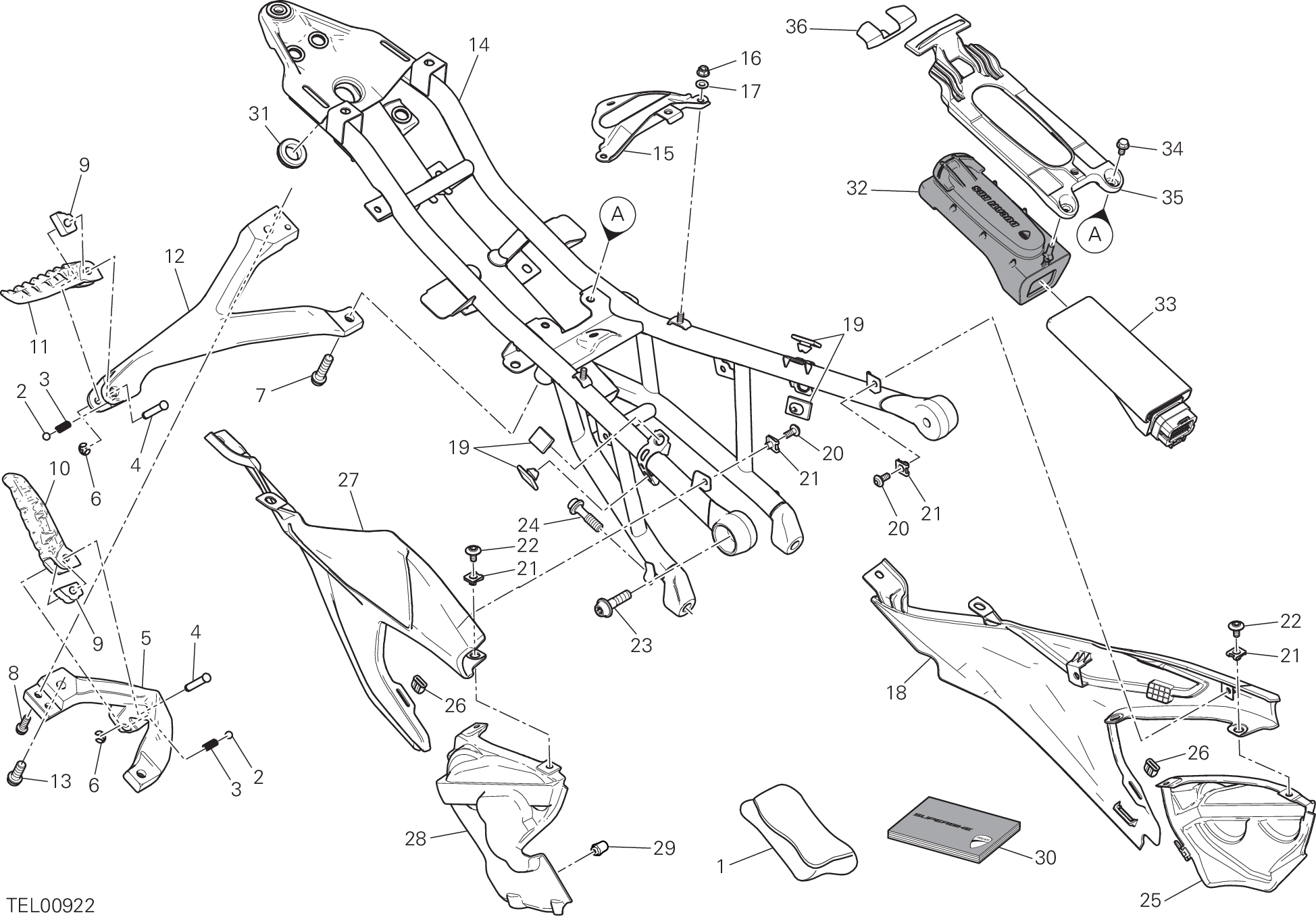 027 BRIDE ARRIERE POUR SUPERBIKE 899 PANIGALE ABS 2015