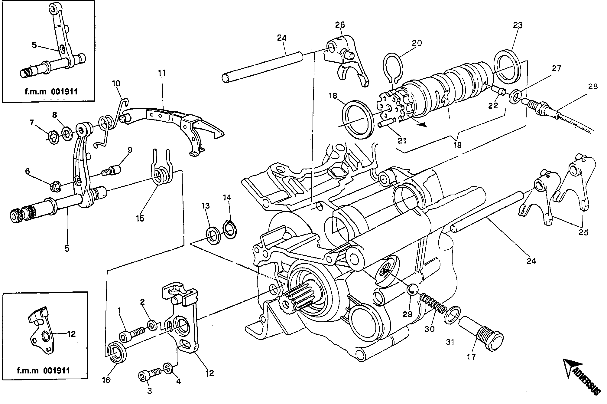 002 ARBRE SELECTEUR DE VITESSES POUR MONSTER 400 1995