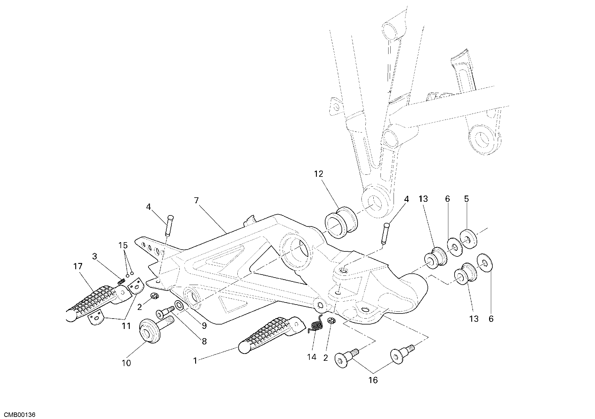 031 REPOSE PIEDS DROIT POUR MULTISTRADA 1100 2008