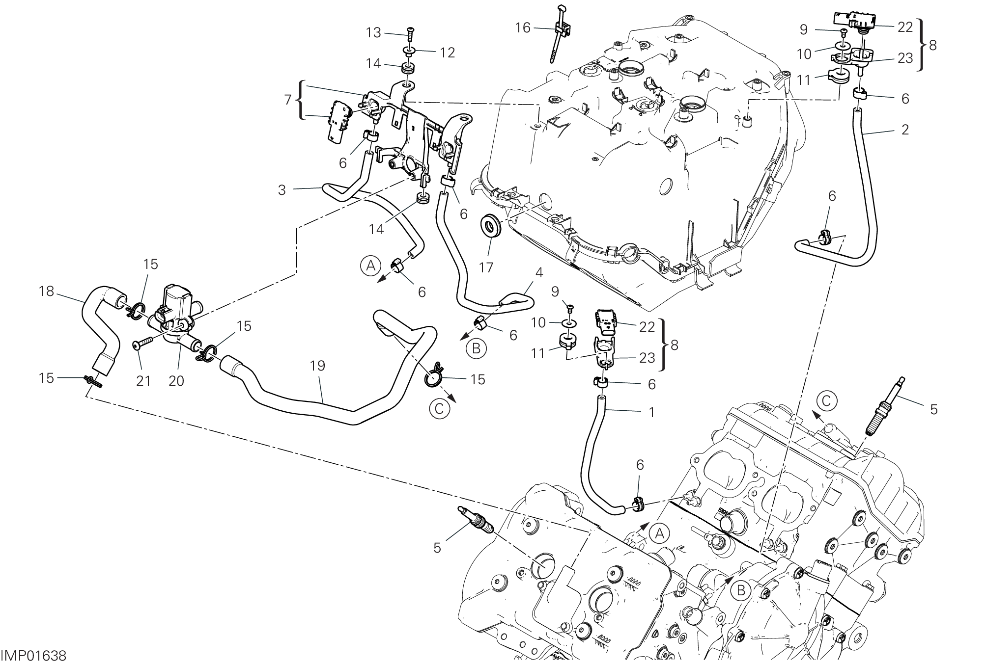 13B SYSTEME AIR SECONDAIRE POUR SUPERBIKE PANIGALE V4 2022 WORLD CHAMPION MOTOGP REPLICA 63 2024