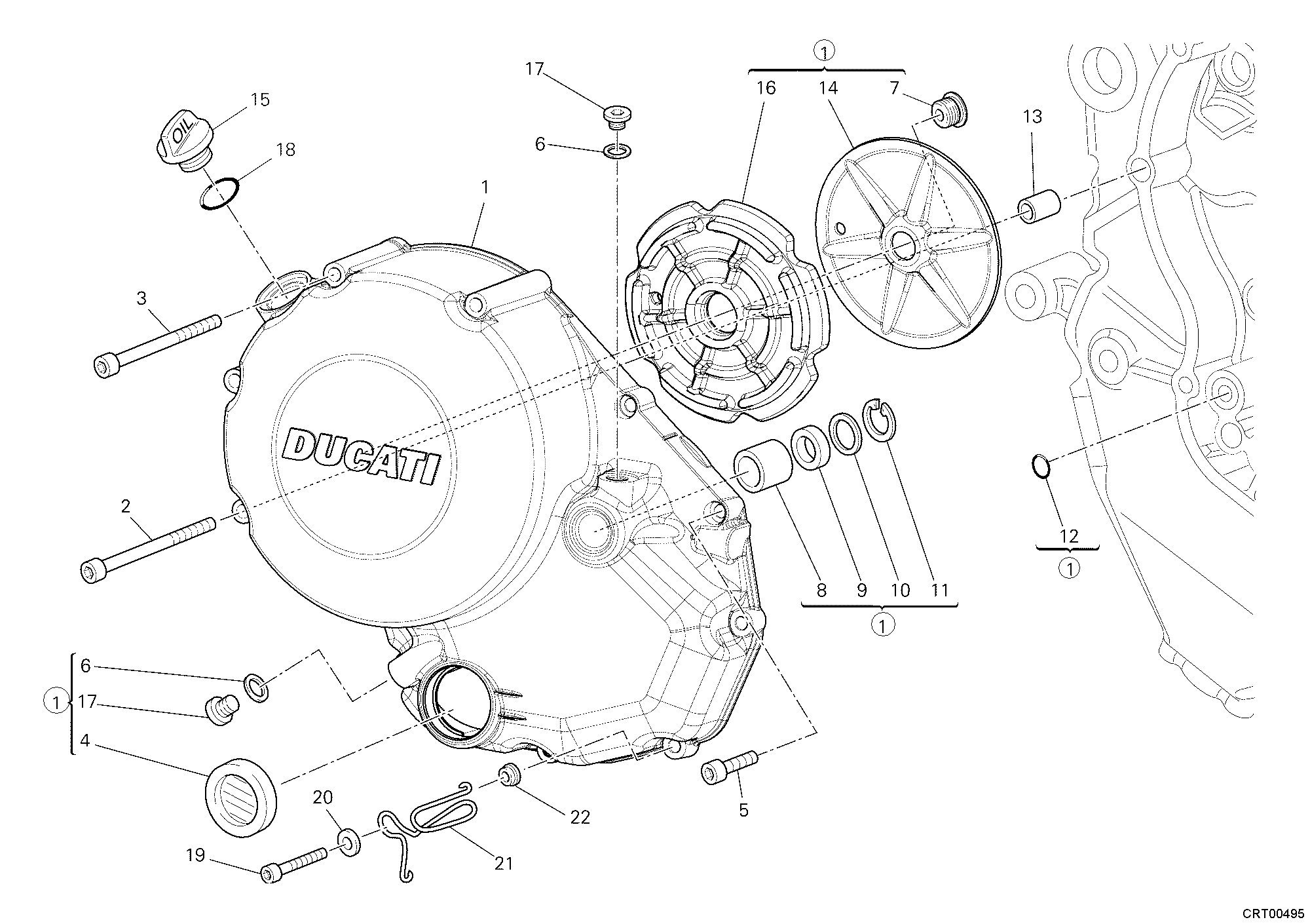 005 COUVERCLE EMBRAYAGE POUR SUPERBIKE 848 EVO 2011