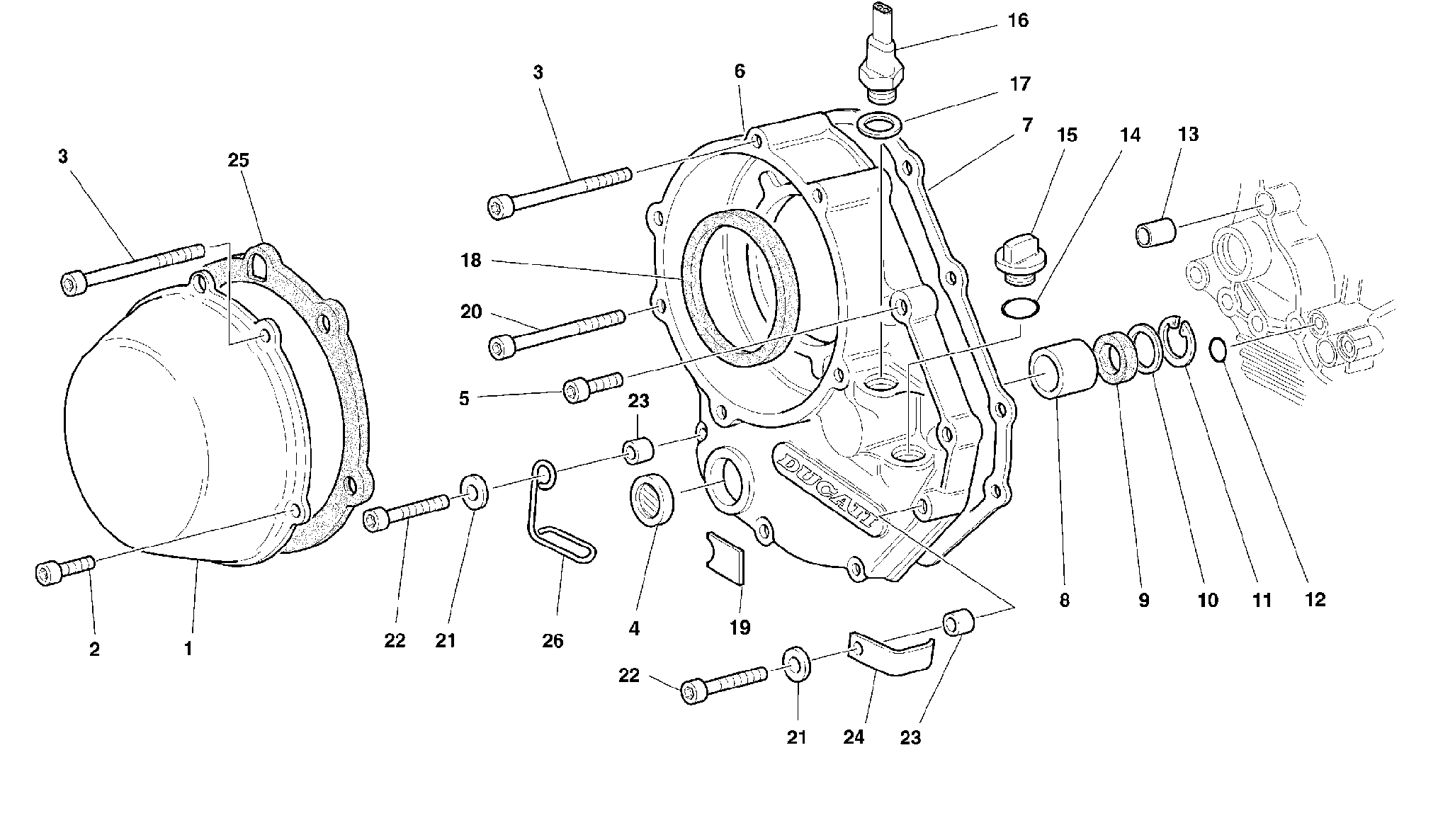 050 COUVERCLE EMBRAYAGE POUR SUPERSPORT 900 SS 1999