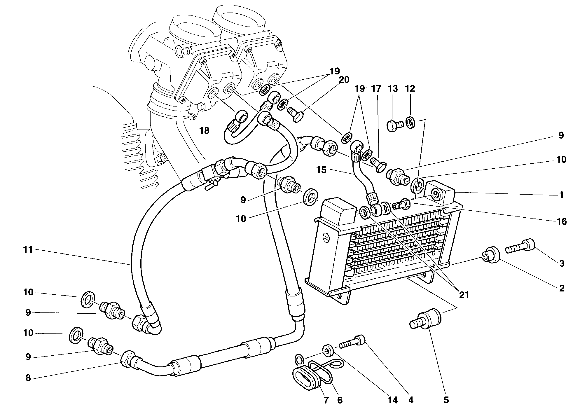 018 RADIATEUR A HUILE POUR SUPERSPORT 900 SS FINAL ED 1998