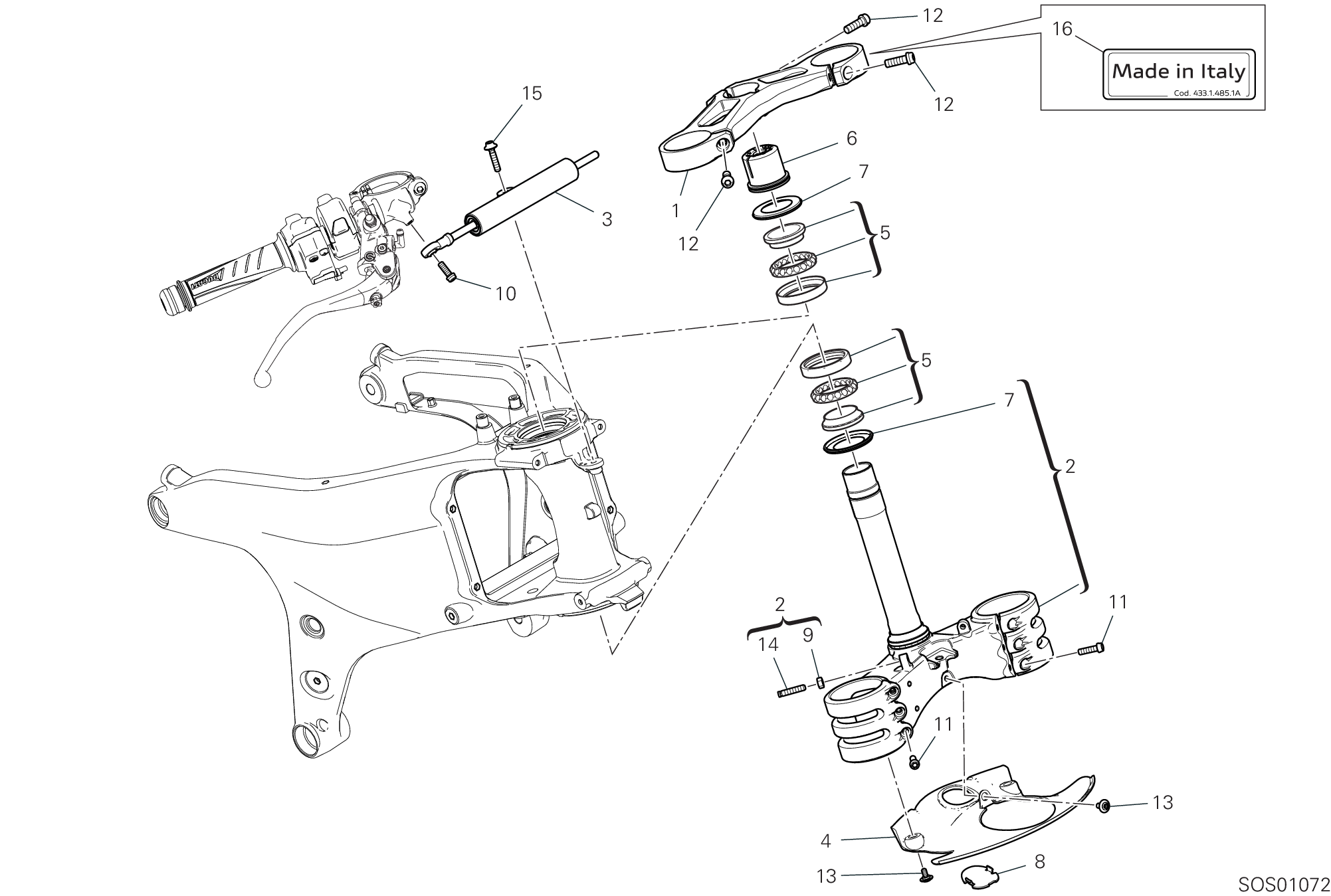 18A ENSEMBLE DIRECTION POUR SUPERBIKE PANIGALE V4 2020