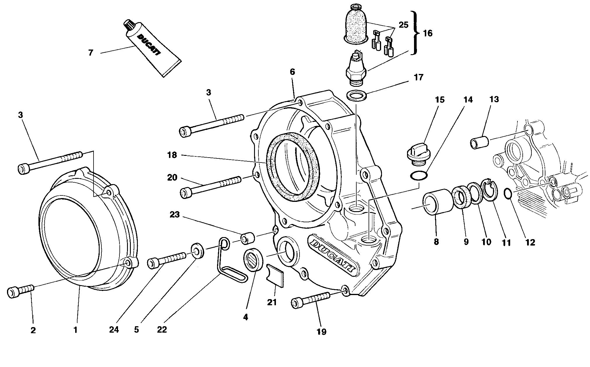 005 COUVERCLE EMBRAYAGE POUR SUPERBIKE 748 SPS 1998