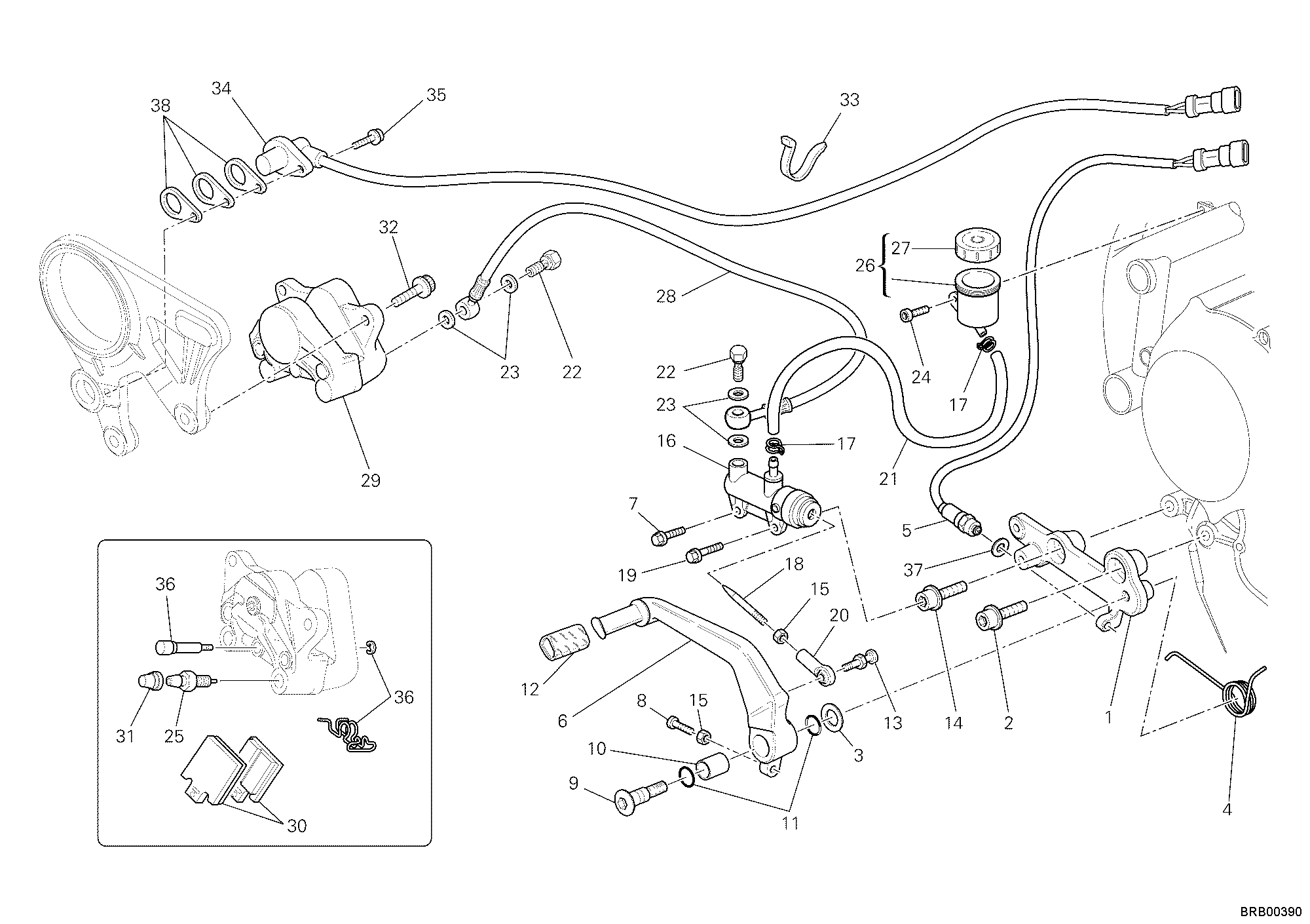 025 SYSTEME DE FREIN ARRIERE POUR SUPERBIKE 1198 2011