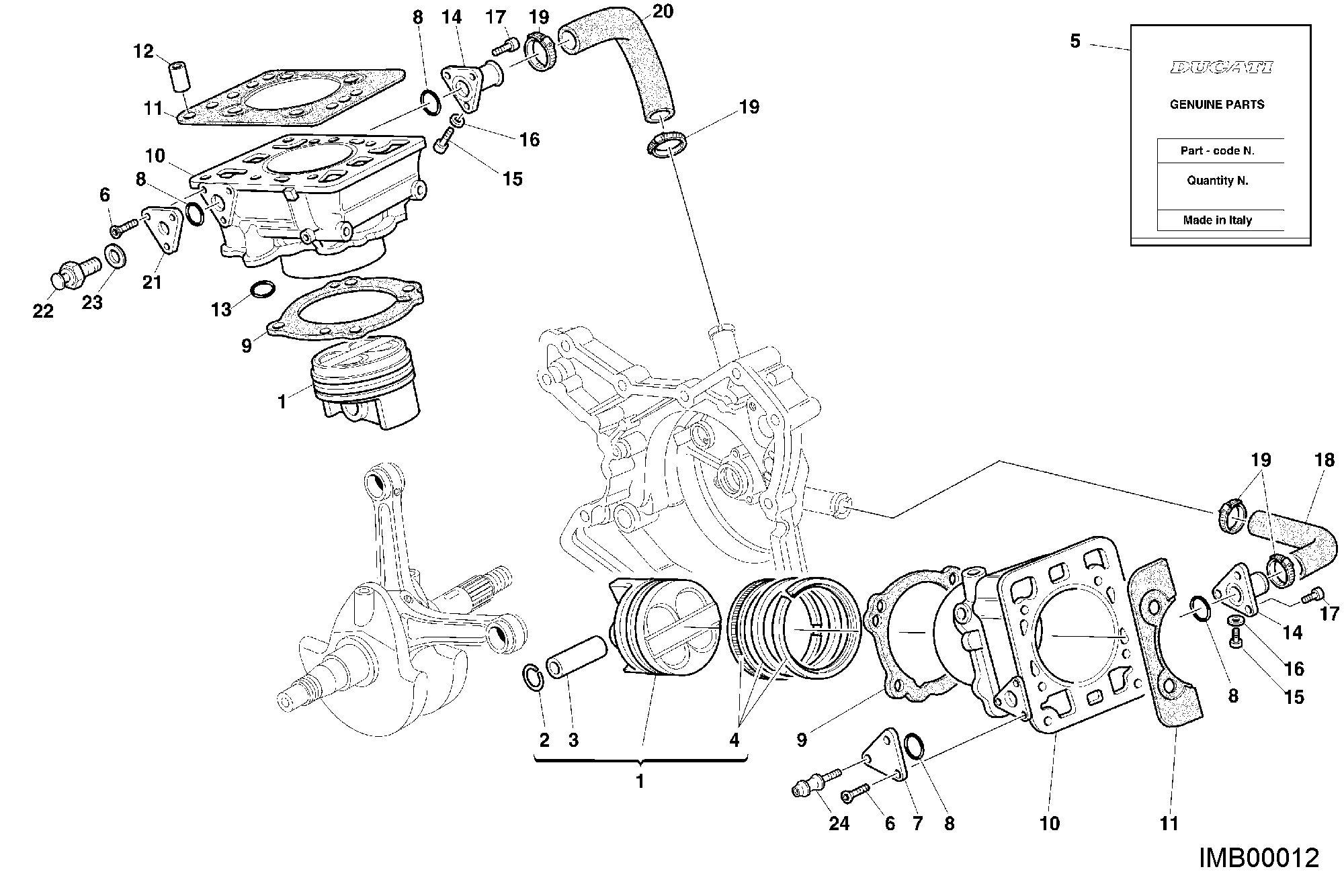 007 CYLINDRE PISTON POUR SUPERBIKE 748 RS 2000