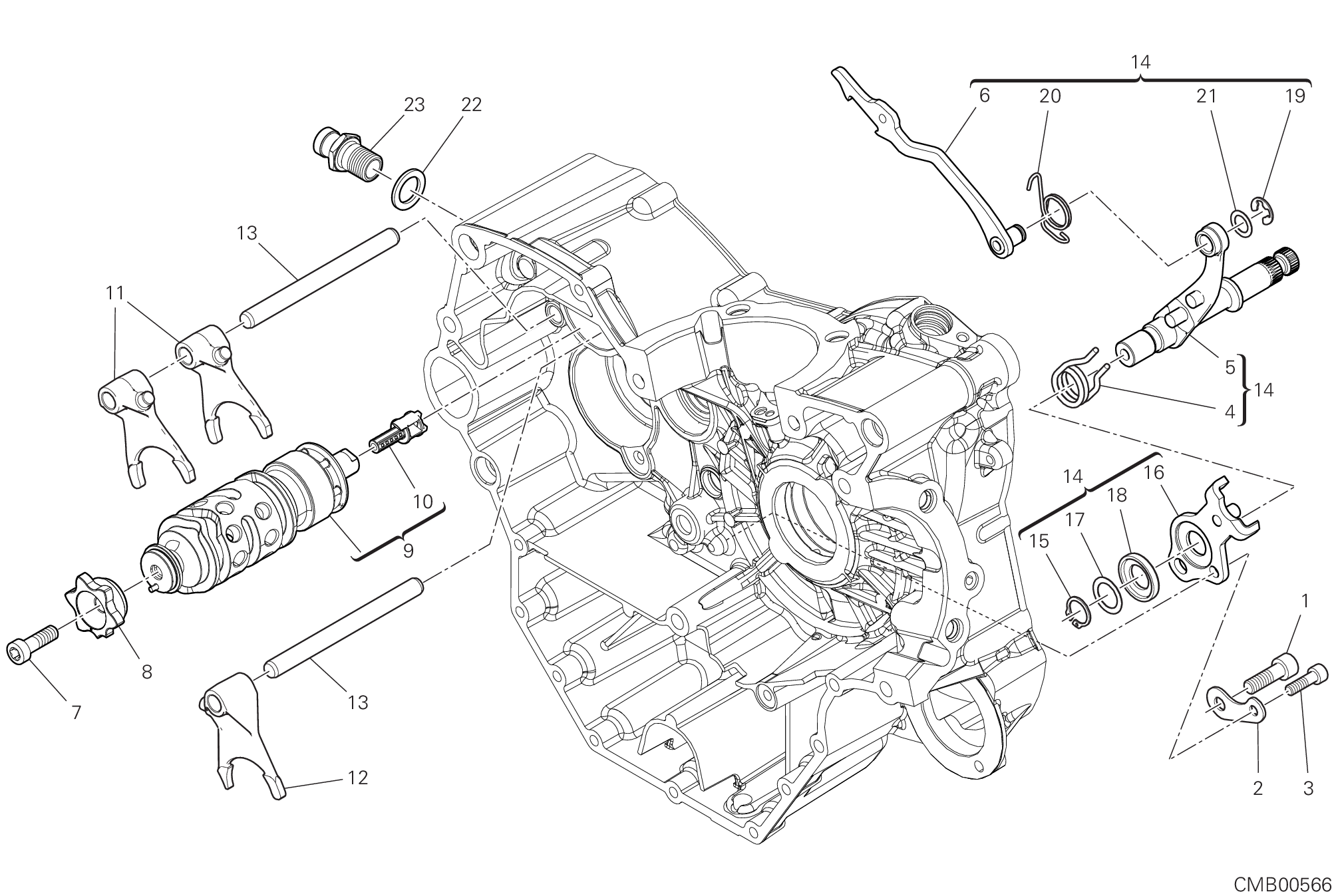 002 TAMBOUR CHANGEMENT VITESSE FOURCHETTE POUR SUPERSPORT 950 S 2024