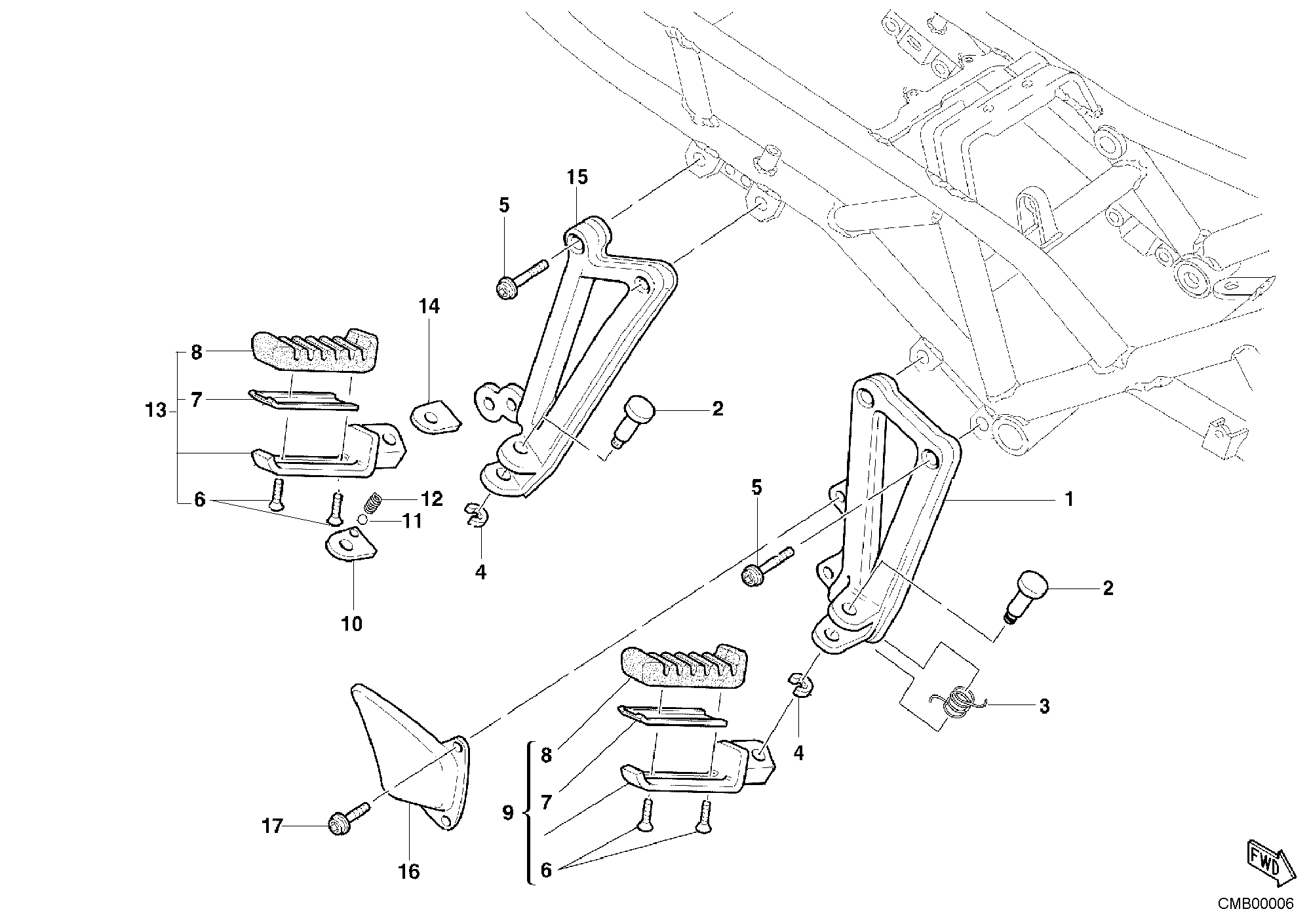 021 REPOSE PIEDS DROIT POUR SPORT TOURING ST2 2002