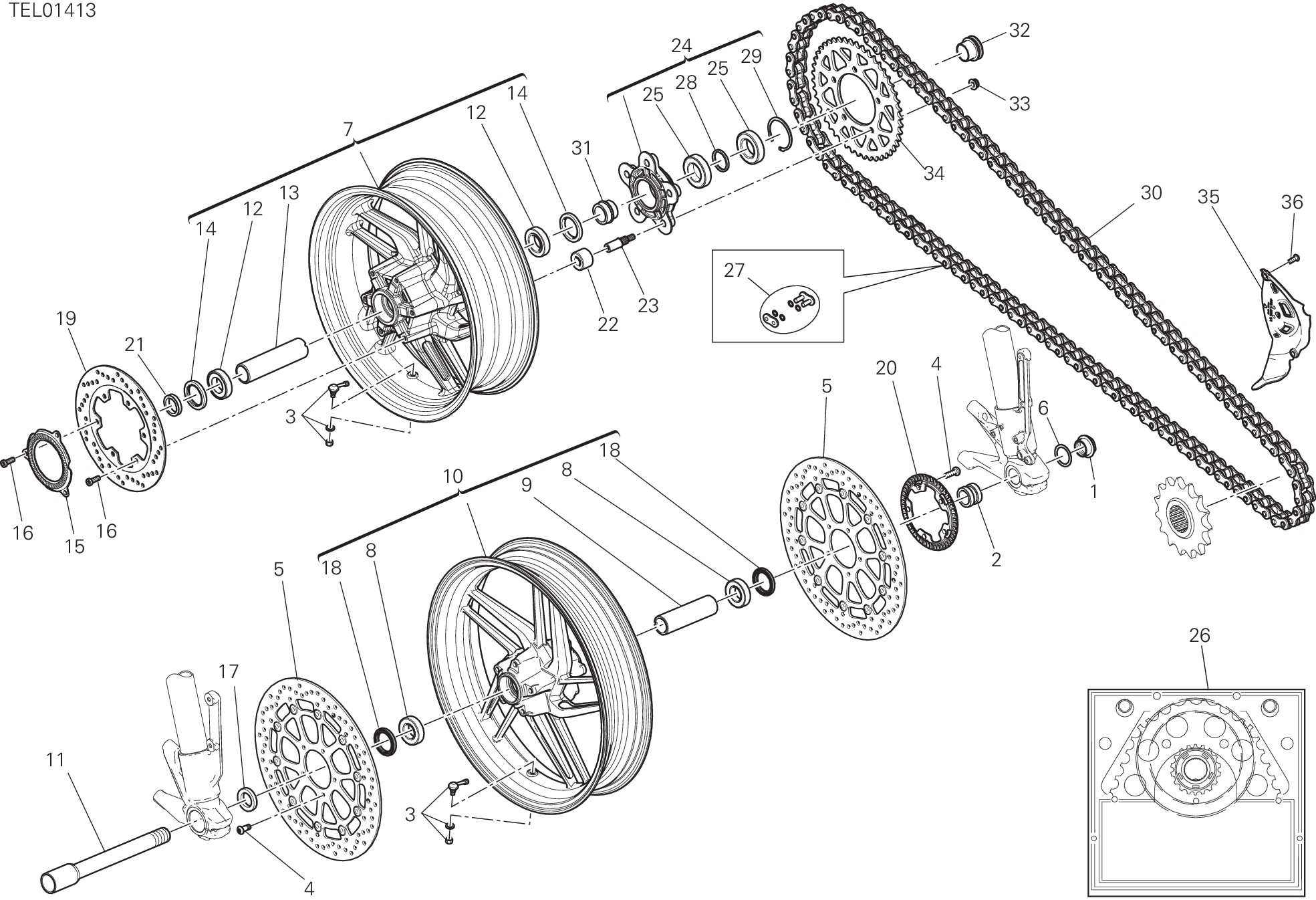026 RUOTA ANTERIORE E POSTERIORE POUR MONSTER 821 2021