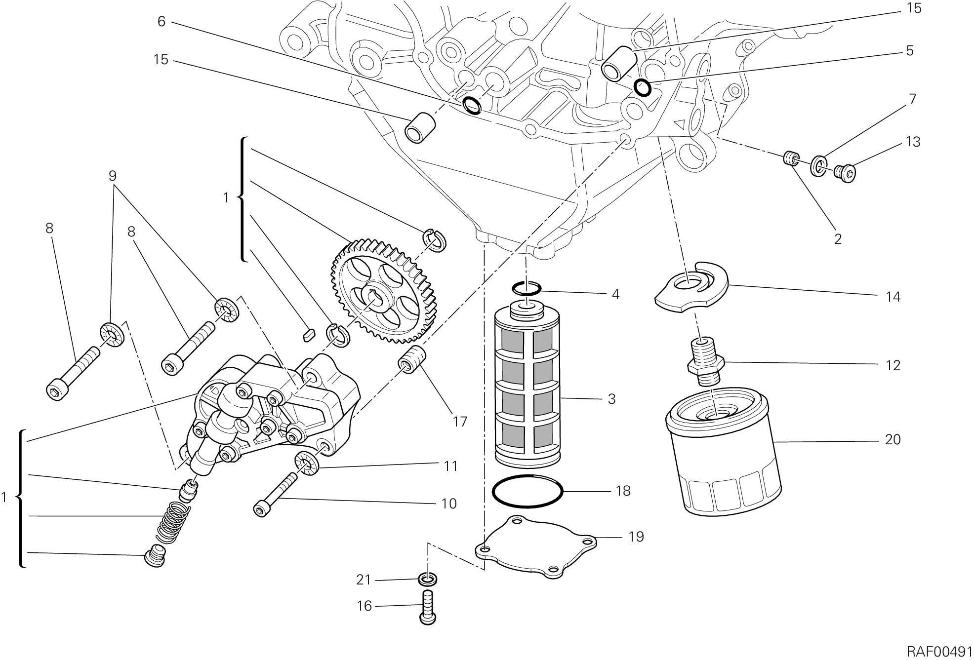 009 POMPE A HUILE FILTRE POUR SUPERBIKE 848 EVO 2013